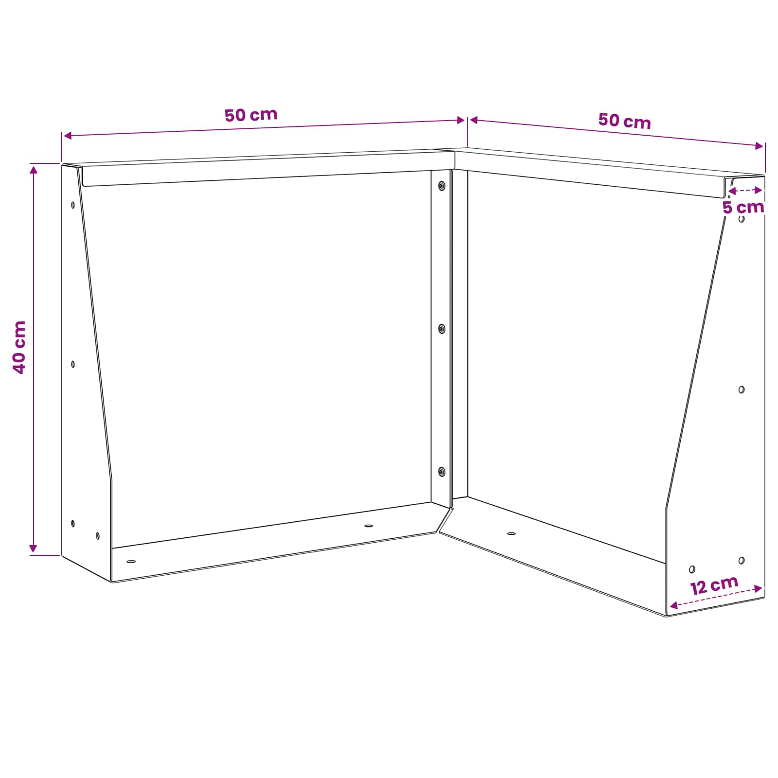 Keerwand 50 x 50 x 40 cm Staal Wit