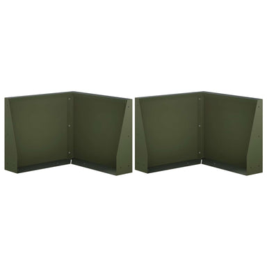 Keerwand 2 st 50 x 50 x 40 cm Staal Olijfgroen