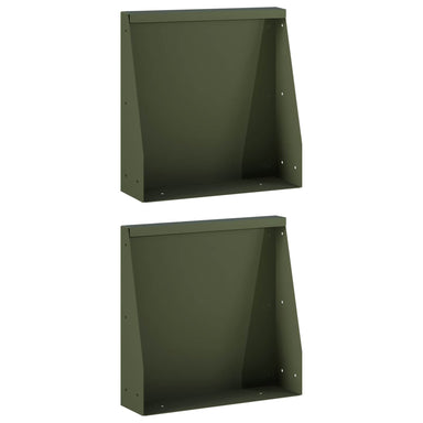 Keerwand 2 st 40 x 12 x 30 cm Staal Olijfgroen