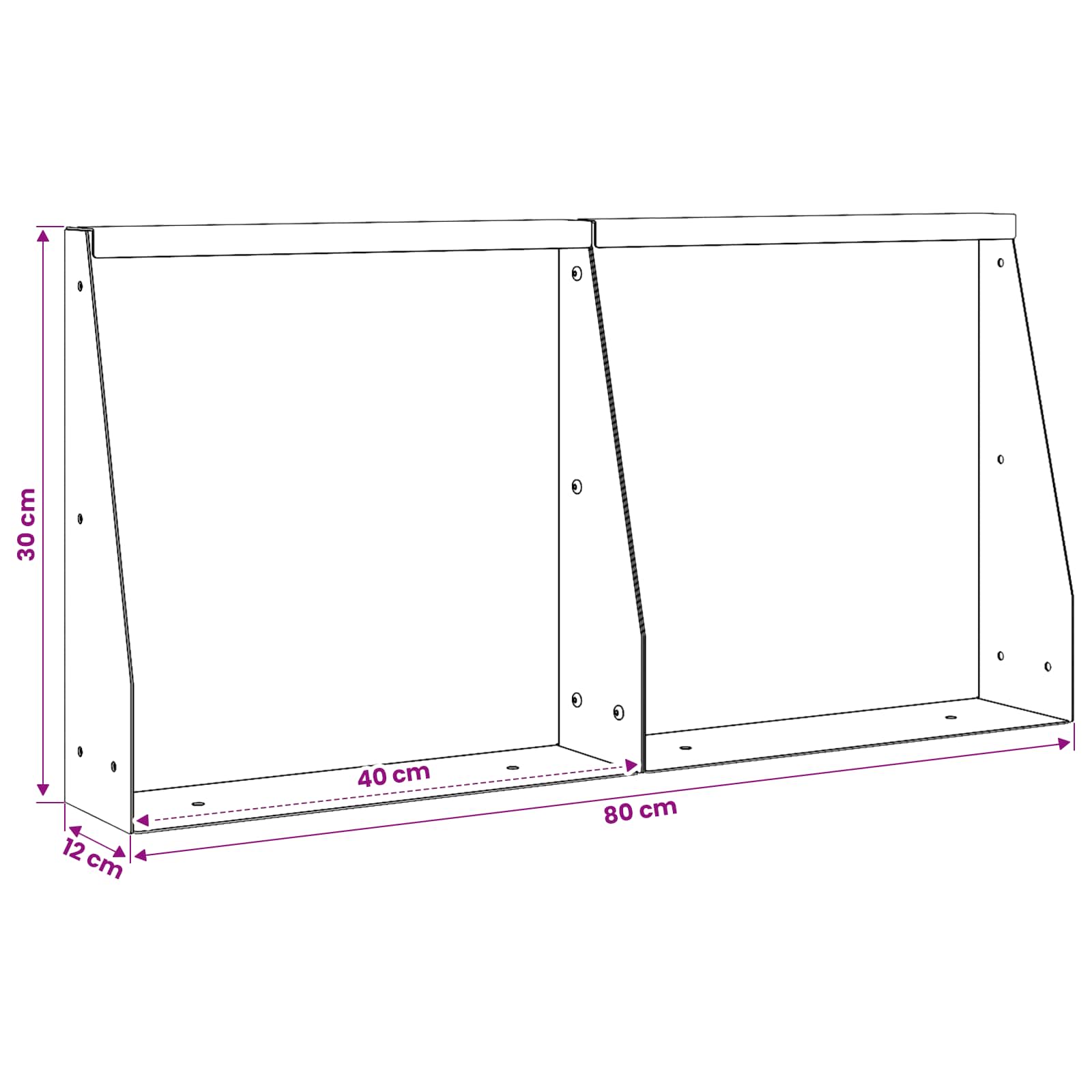Keerwand 2 st 40 x 12 x 30 cm weervast staal Roestkleurig