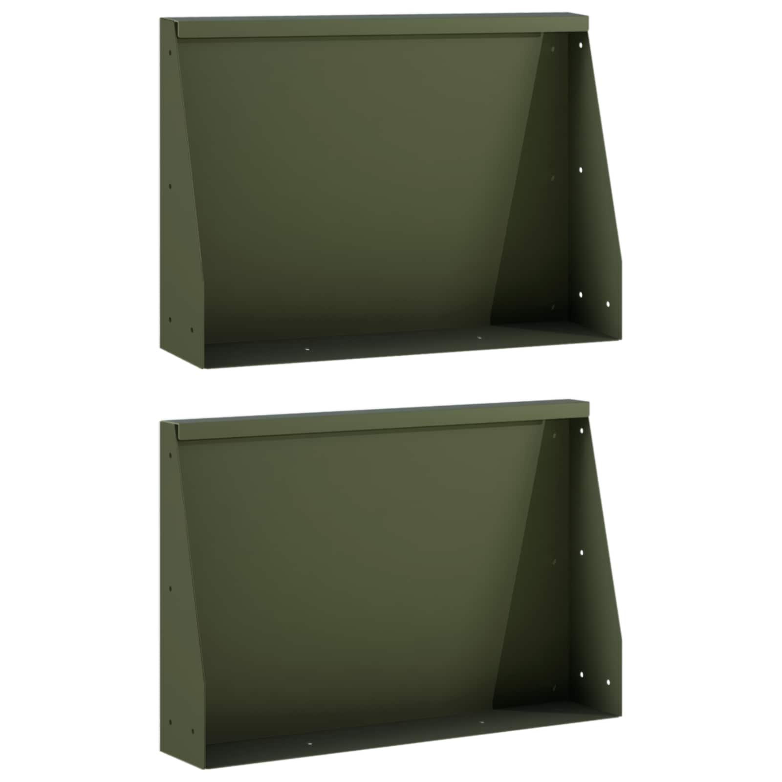 Keerwand 2 st 60 x 12 x 40 cm Staal Olijfgroen
