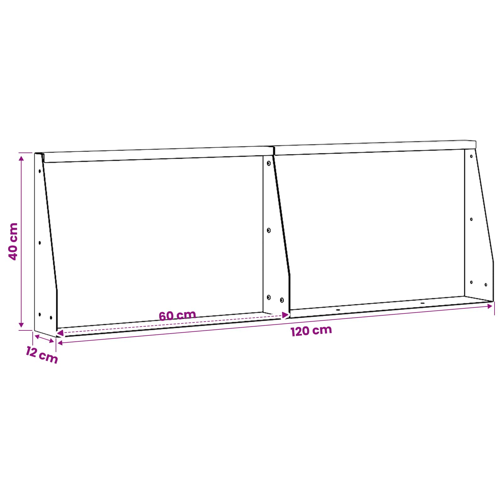 Keerwand 2 st 60 x 12 x 40 cm Roestvrij staal zilver