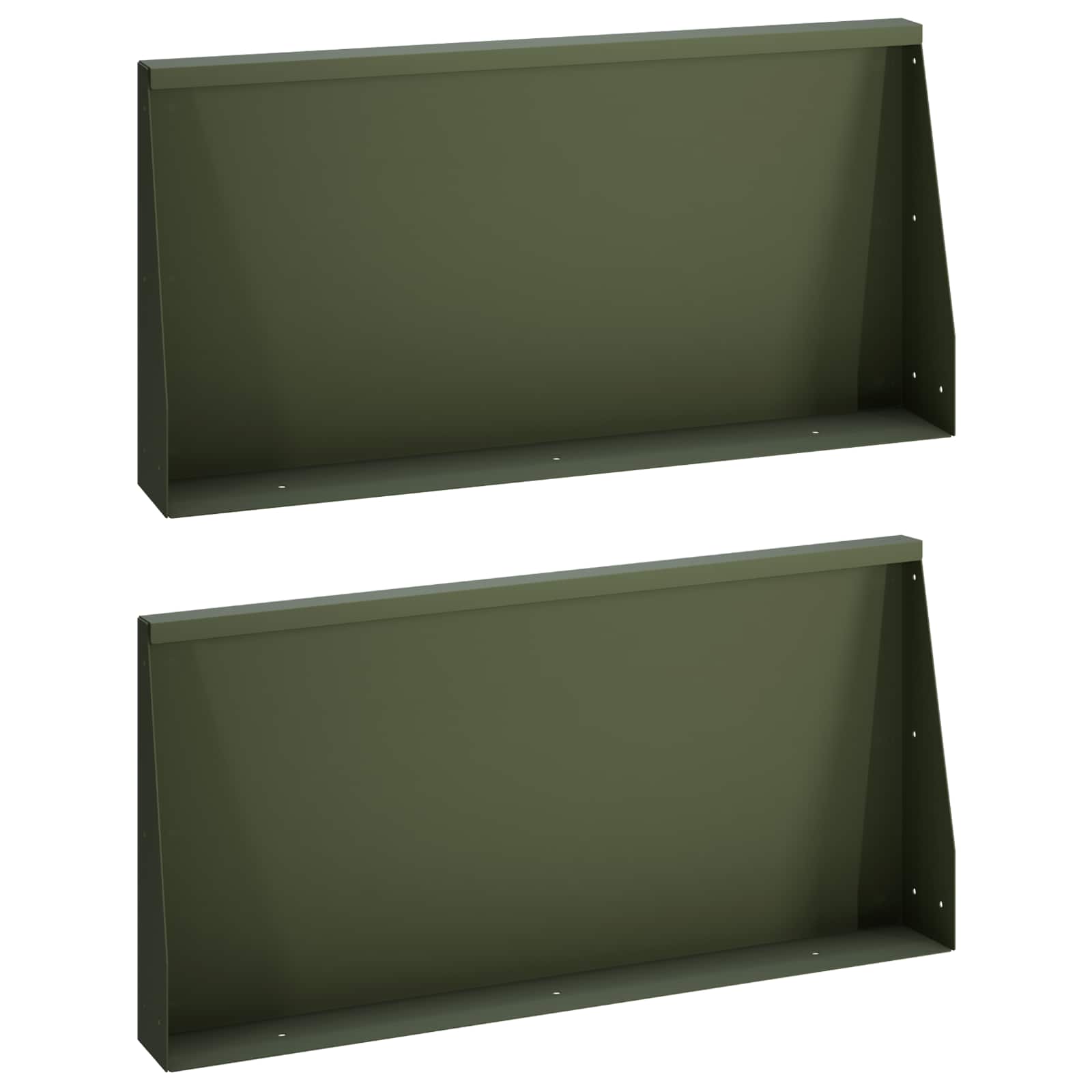Keerwand 2 st 80 x 12 x 30 cm Staal Olijfgroen