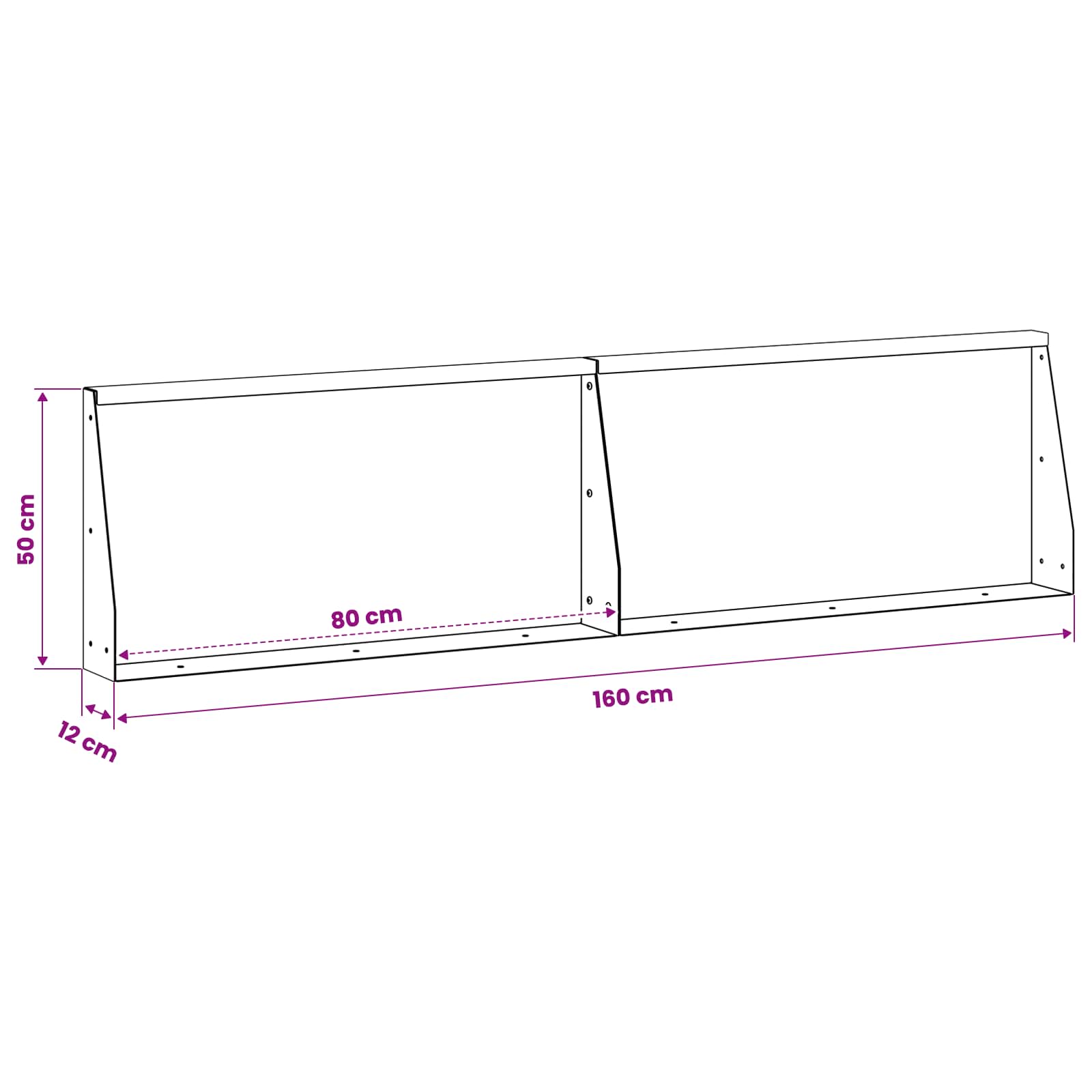 Keerwand 2 st 80 x 12 x 50 cm Roestvrij staal zilver
