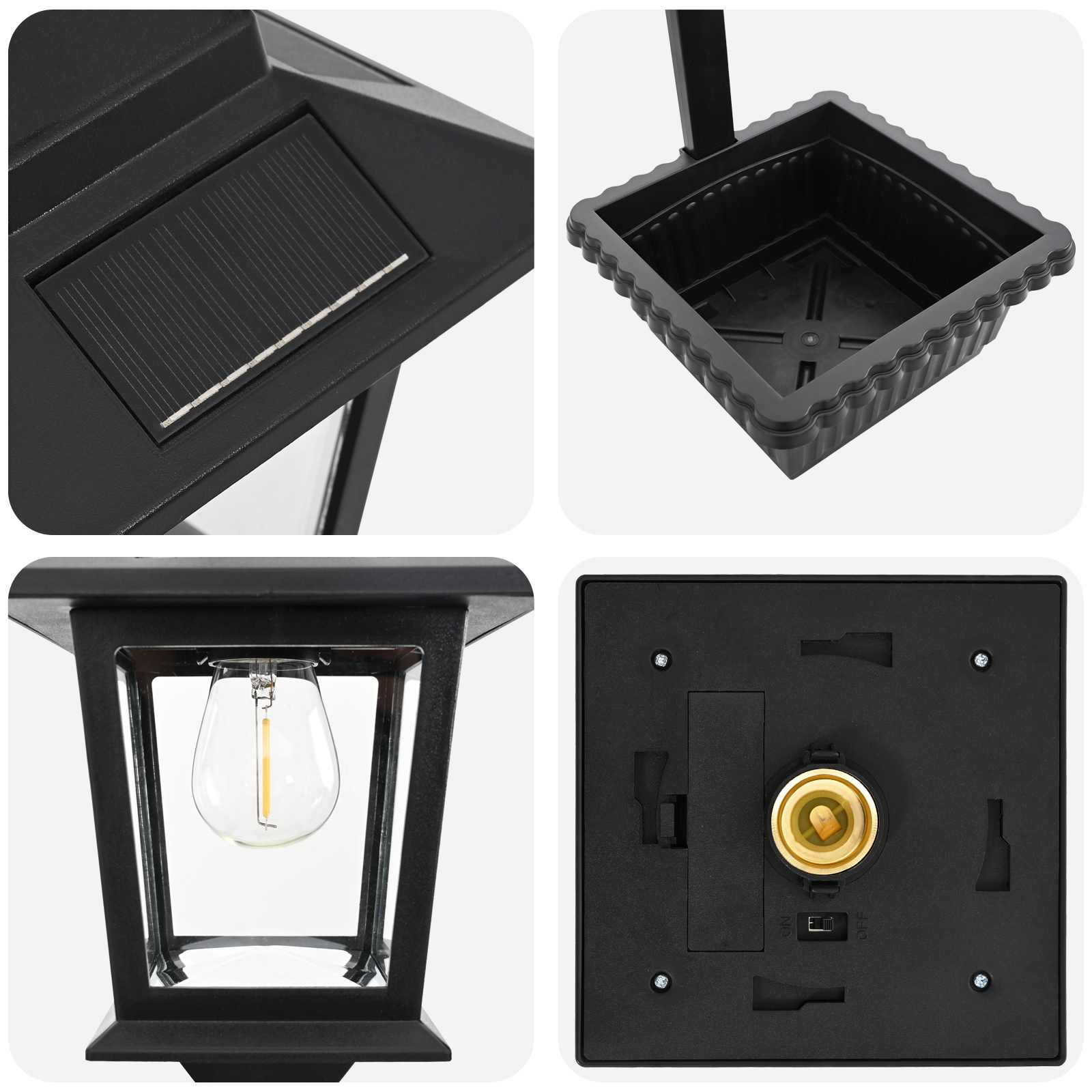 Bollard Light met Plantenbak Zwart 29 x 28 x 74 cm ABS en PP