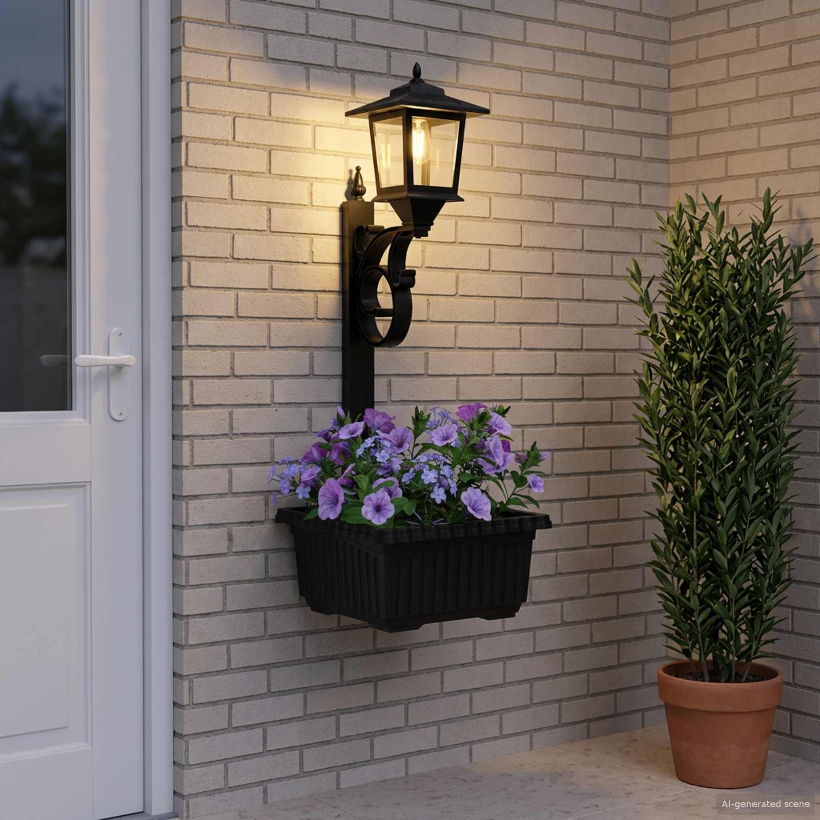 Bollard Light met Plantenbak Zwart 29 x 28 x 74 cm ABS en PP