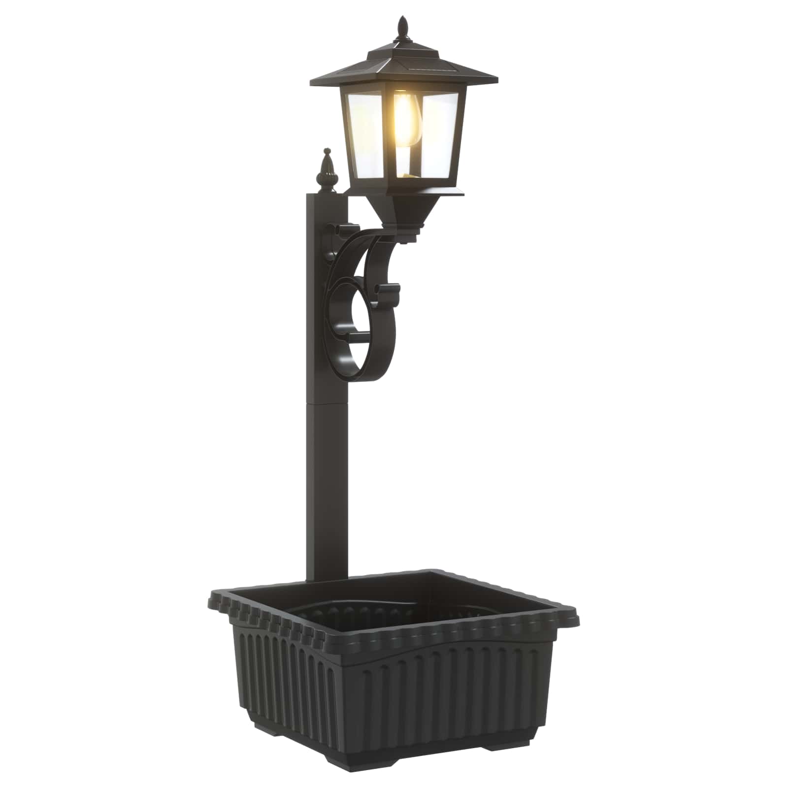 Bollard Light met Plantenbak Zwart 29 x 28 x 74 cm ABS en PP