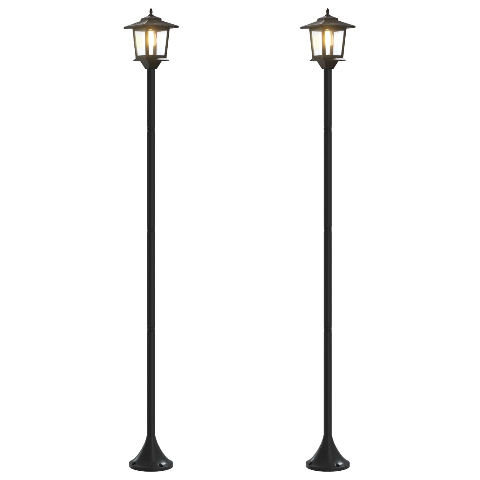Lantaarnpaal Set 2 st Zwart 16 x 16 x 156 cm RVS en ABS
