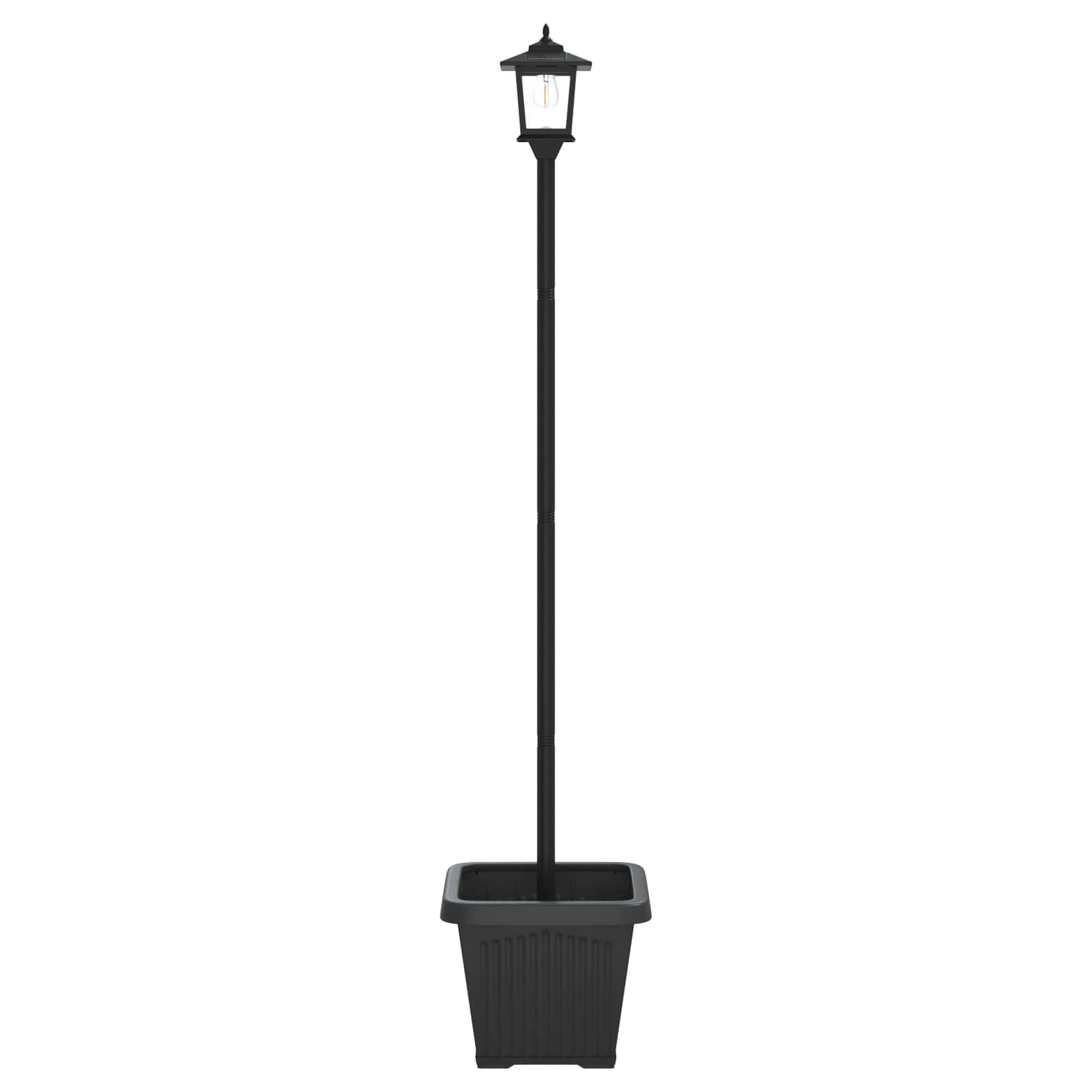 Solarlantaarnpaal met plantenbak warm wit 32 x 32 x 158 cm