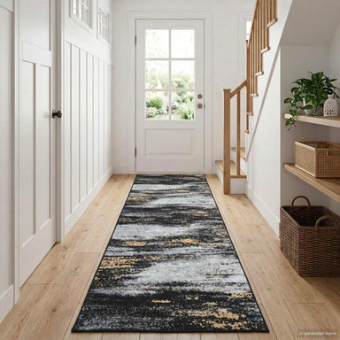 Vloerkleedloper LESAKA Zwart en Goud 100 x 300 cm