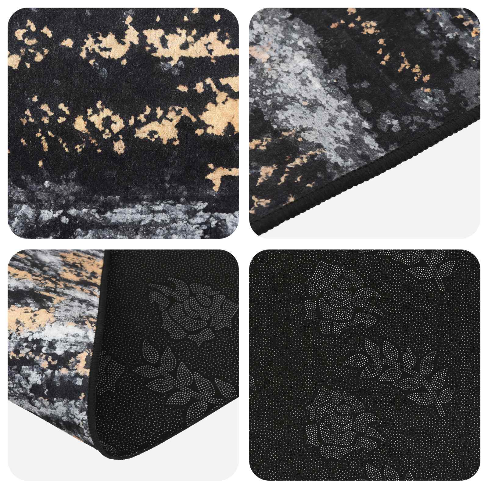 Vloerkleedloper LESAKA Zwart en Goud 100 x 350 cm