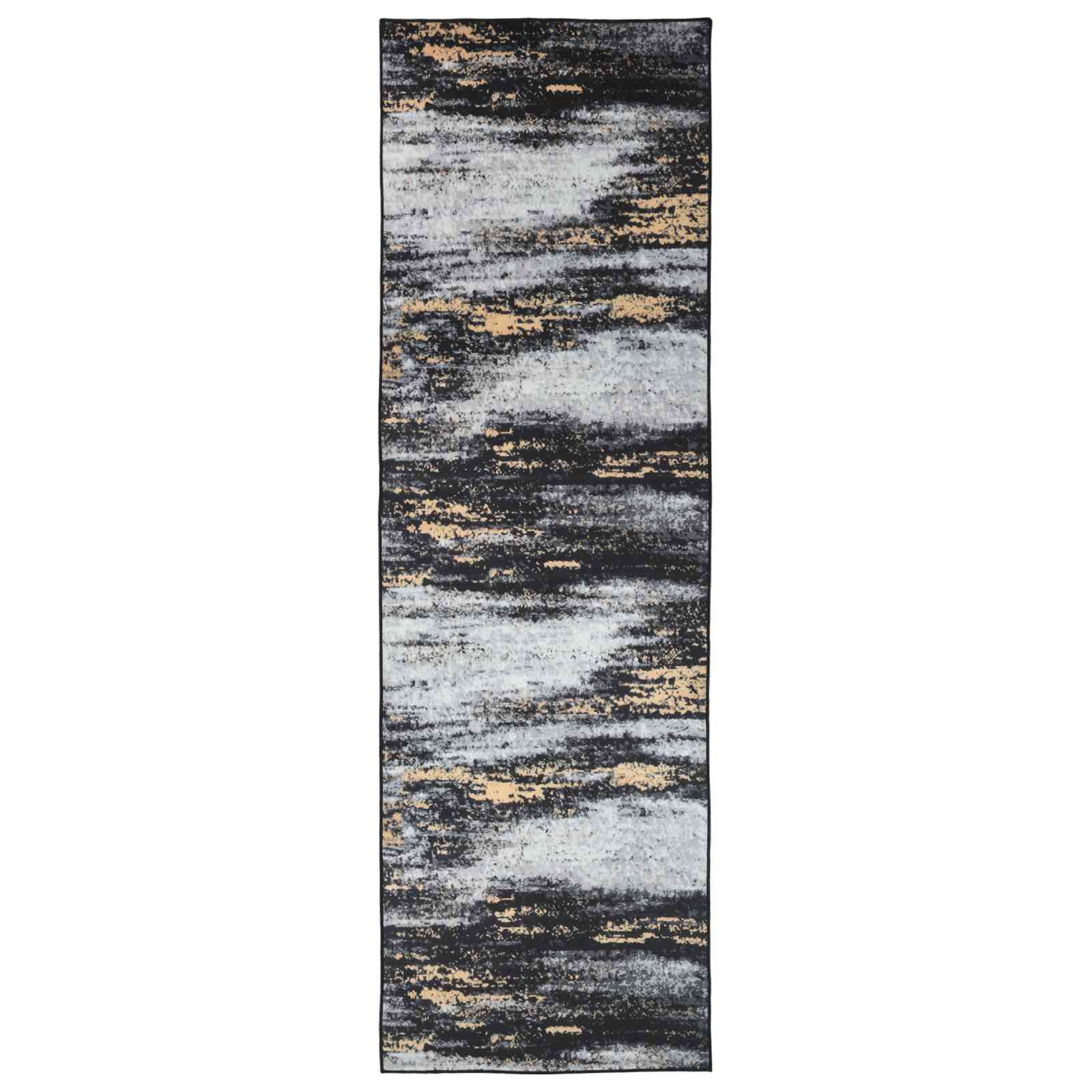 Vloerkleedloper LESAKA Zwart en Goud 100 x 350 cm