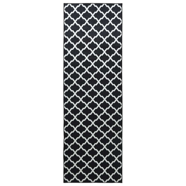 Vloerkleedloper LESAKA Zwart en wit 50 x 250 cm Diamantvelours