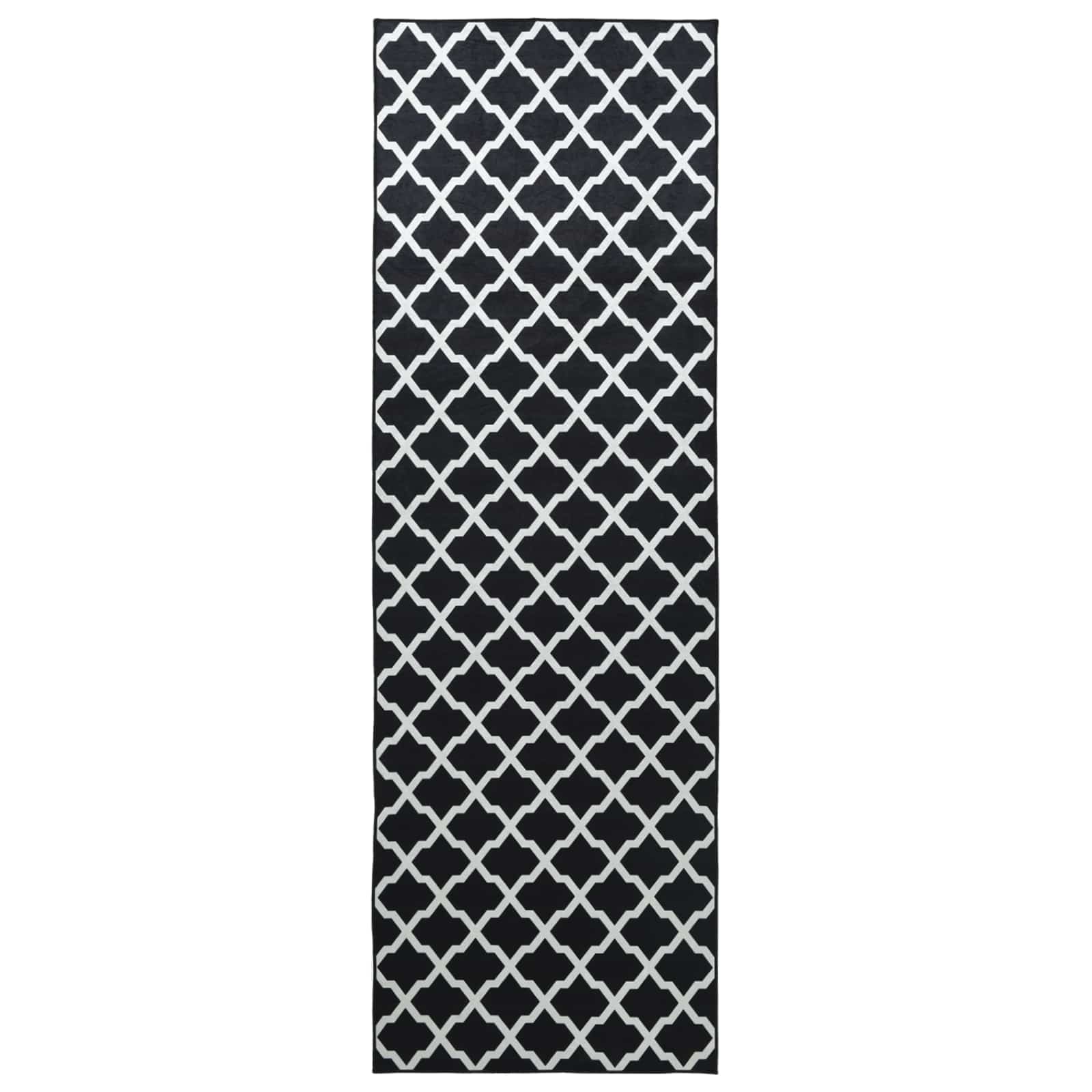 Vloerkleedloper LESAKA Zwart en wit 100 x 200 cm Diamantvelours