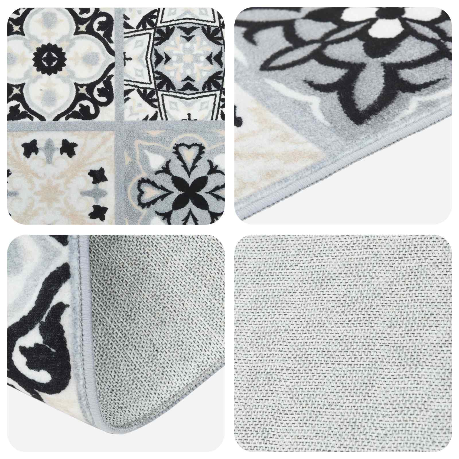 Vloerkleedloper ORIZ 1150 gsm Grijs en zwart 100% polyestervilt
