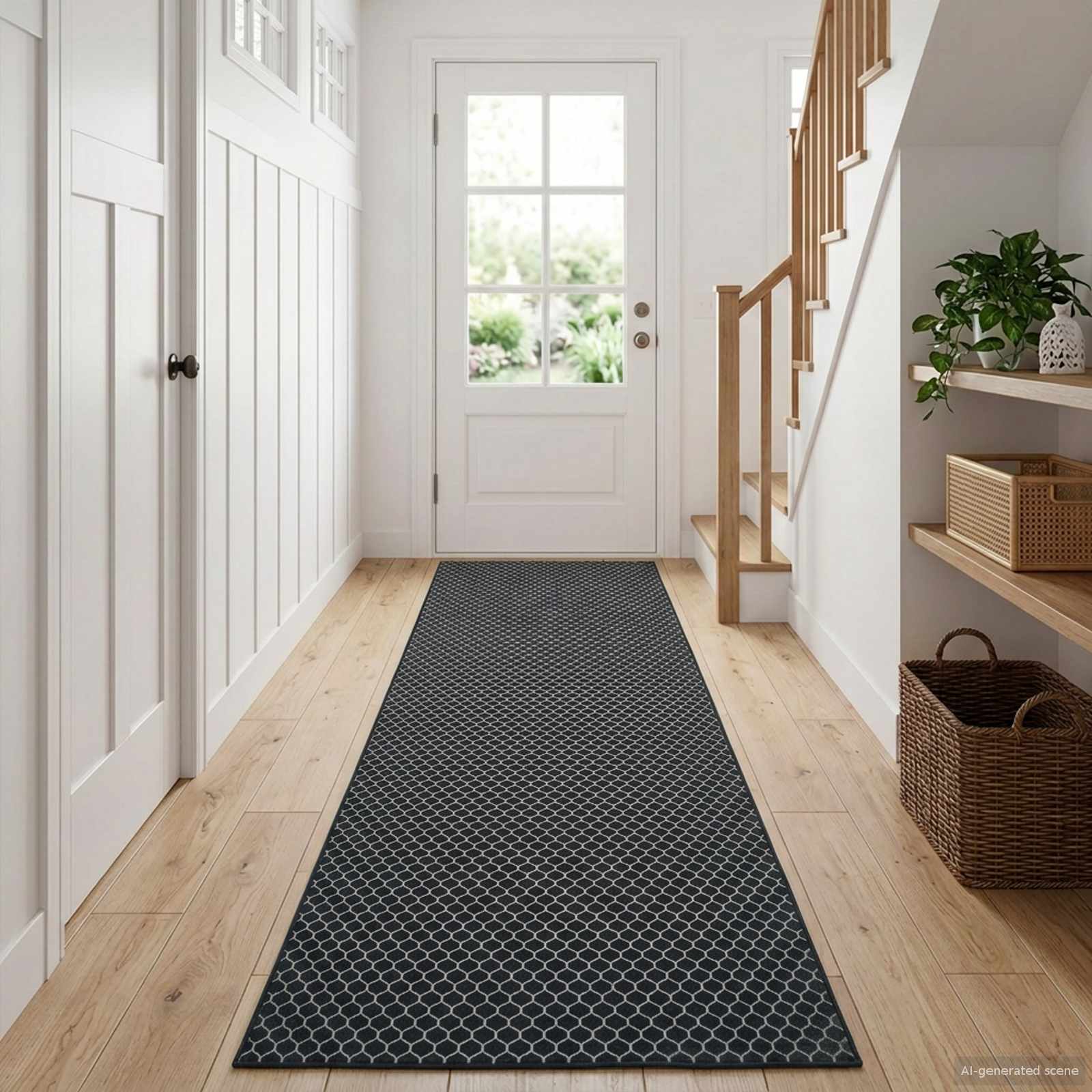 Vloerkleedloper ORIZ 1150 gsm Zwart gaaspatroon