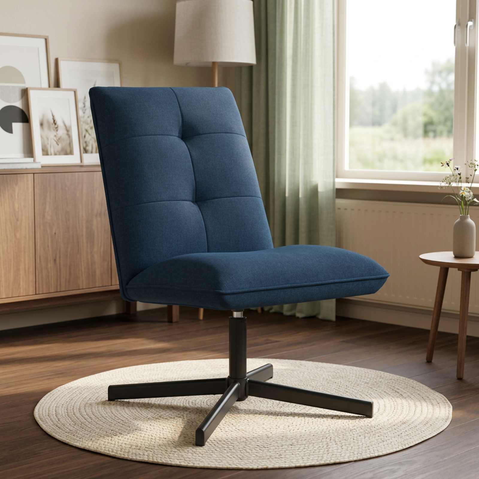 Draaistoel Blauw Stof