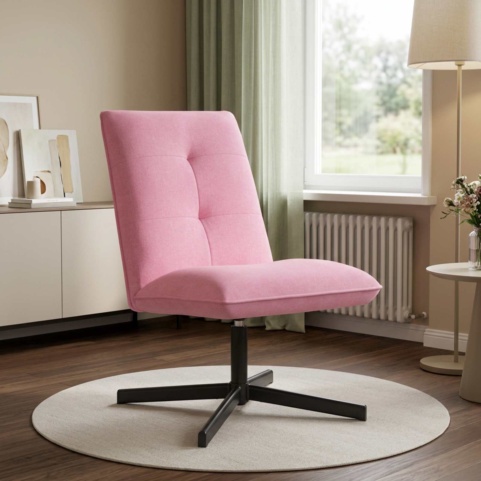 Draaistoel Roze Stof