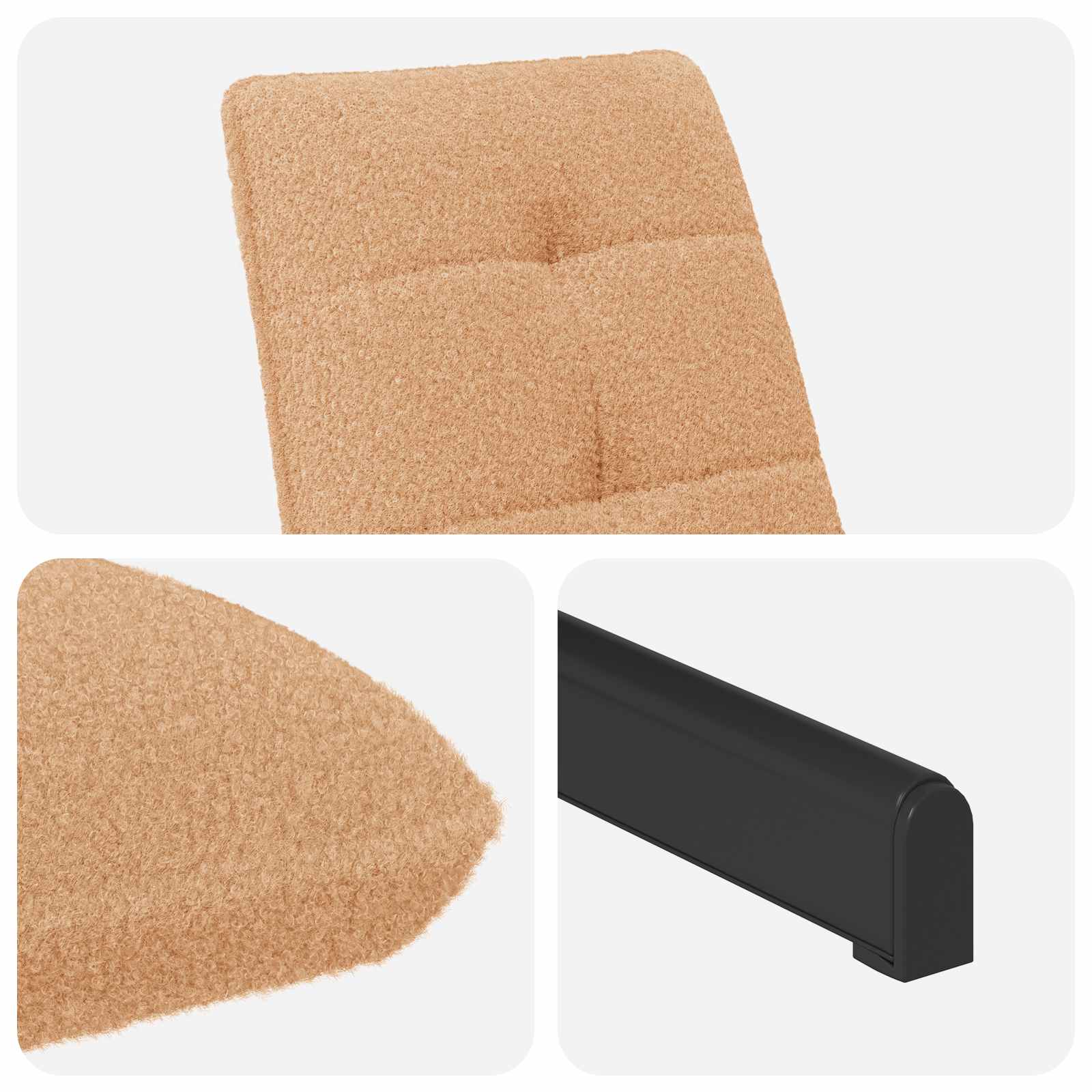 Draaistoel met voetenbank Beige Bouclé