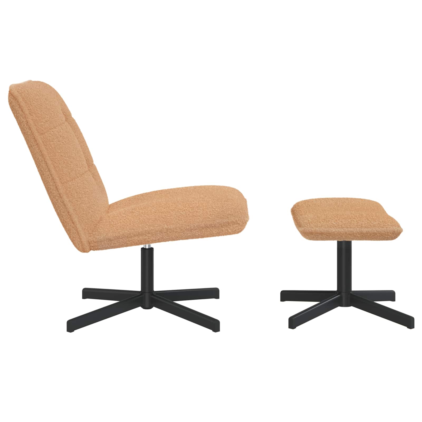 Draaistoel met voetenbank Beige Bouclé