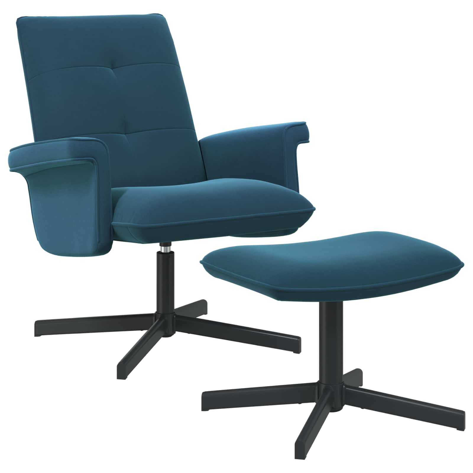 Draaistoel met voetenbank Blauw fluweel
