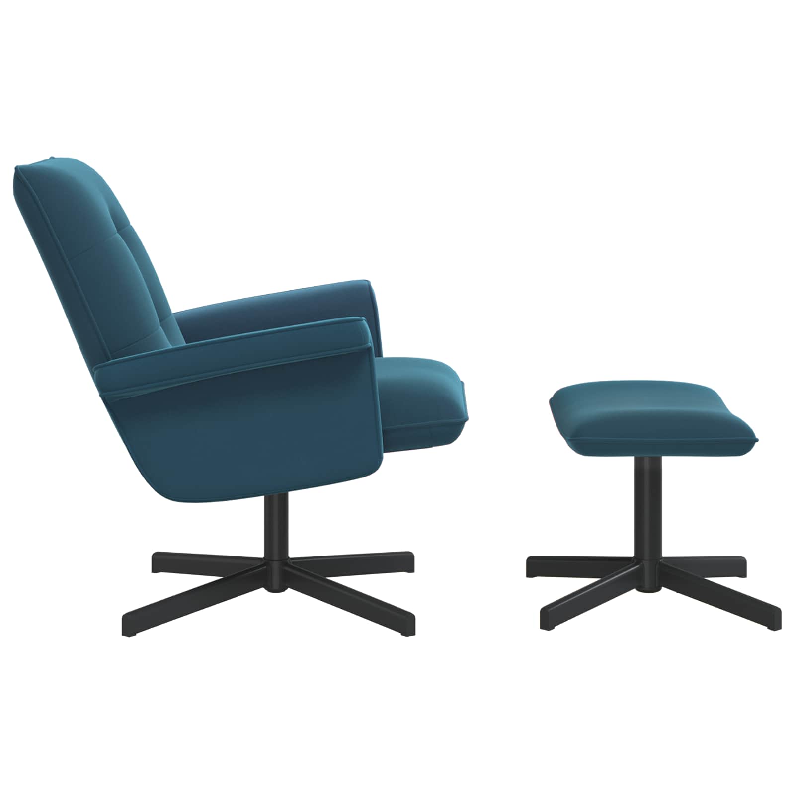 Draaistoel met voetenbank Blauw fluweel