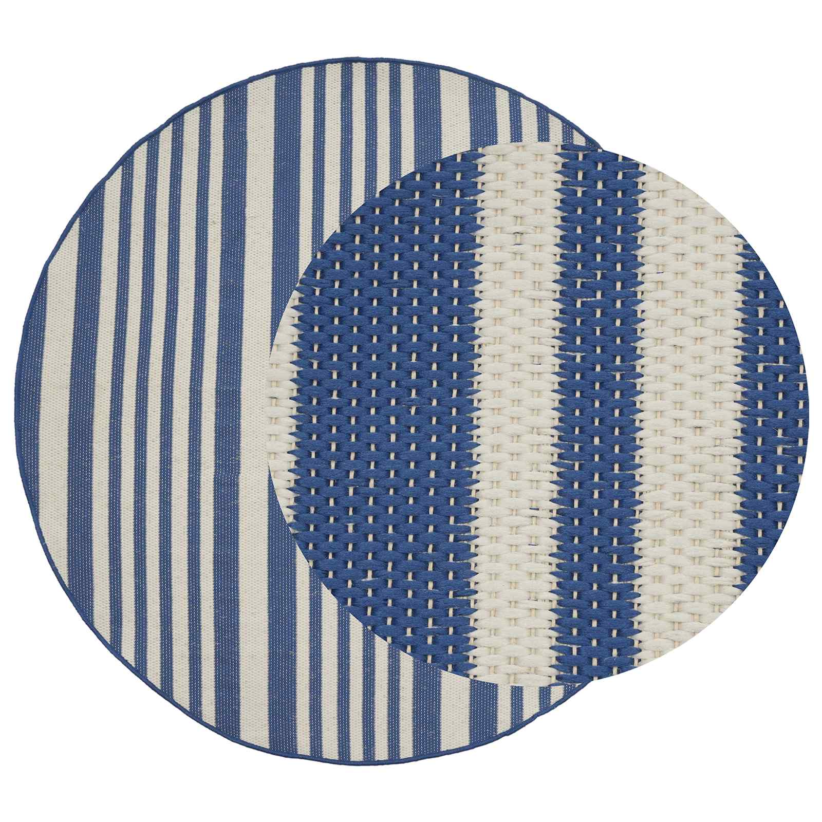 Binnen- en buitenvloerkleed OLITE Naturel en marineblauw