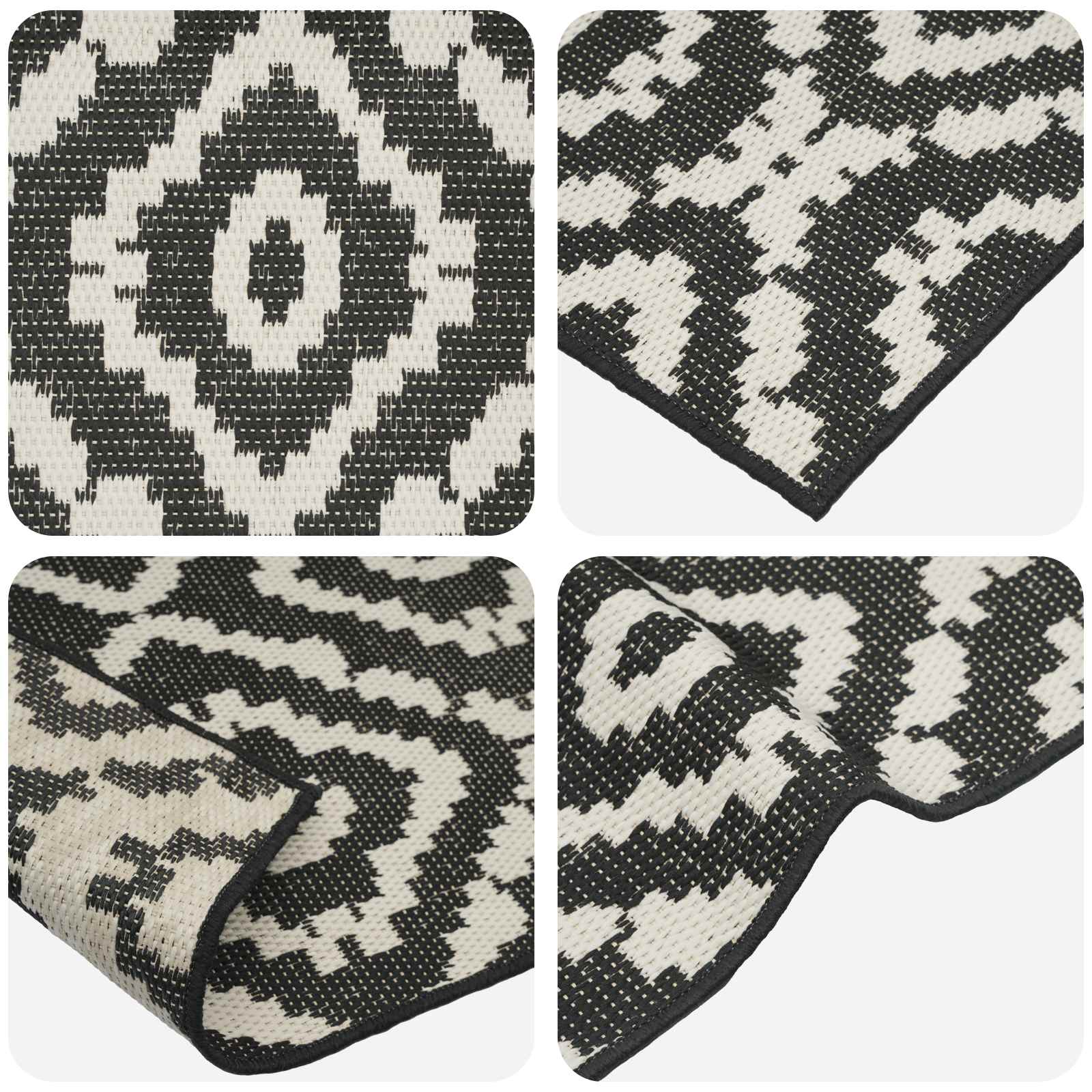 Gebied Tapijt Naturel en Zwart 200 x 290 cm PET