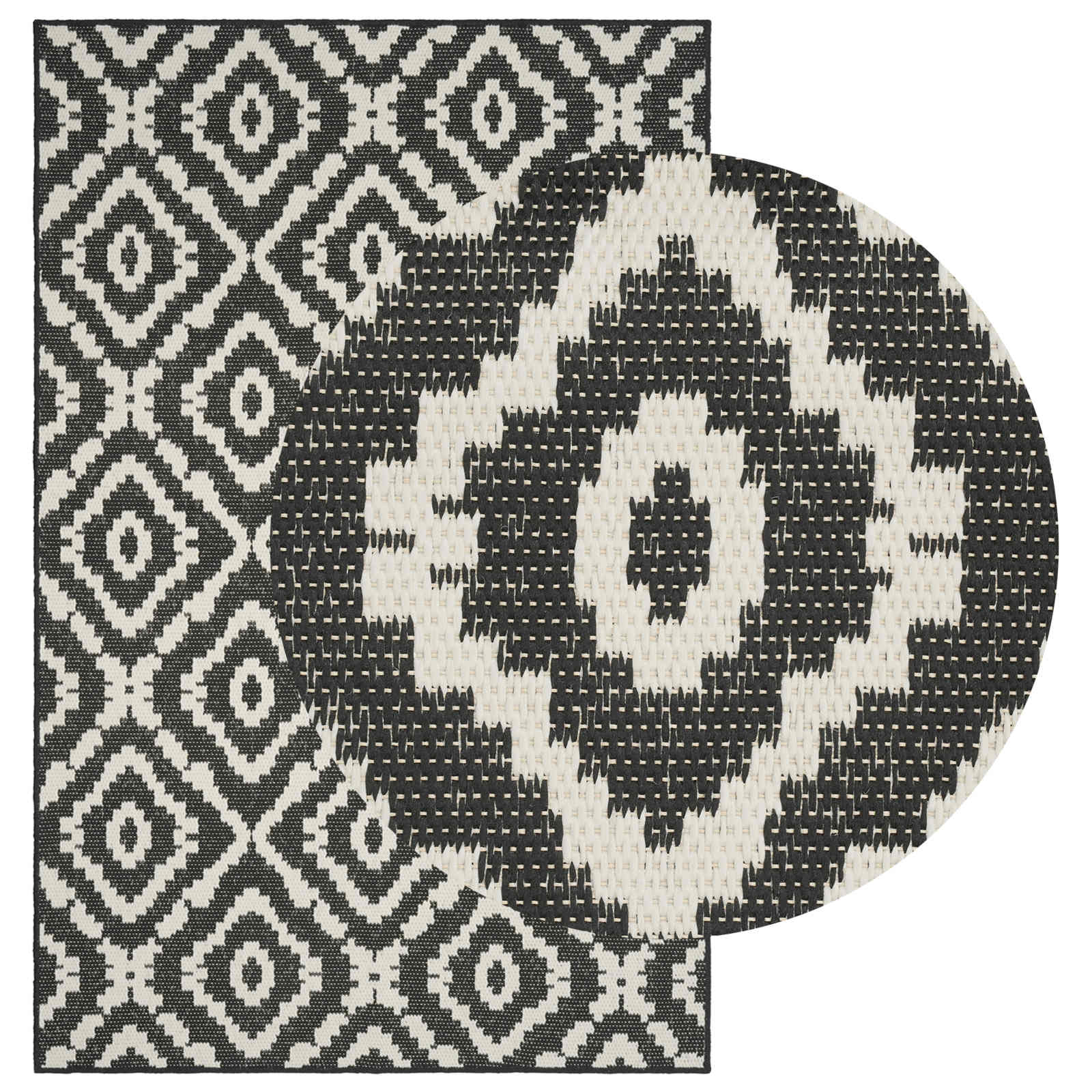 Gebied Tapijt Naturel en Zwart 200 x 290 cm PET