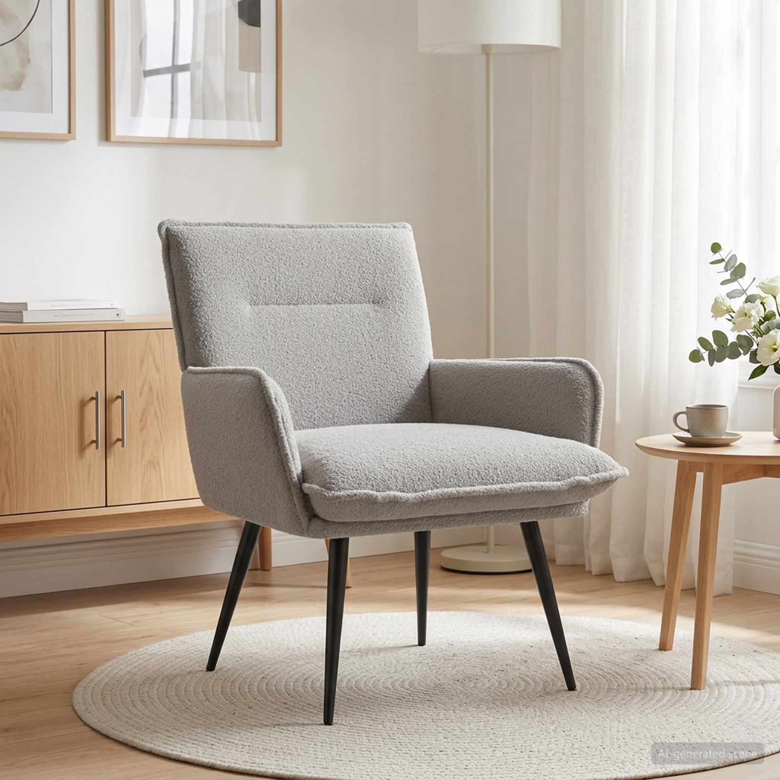 Fauteuil Lichtgrijs Bouclé