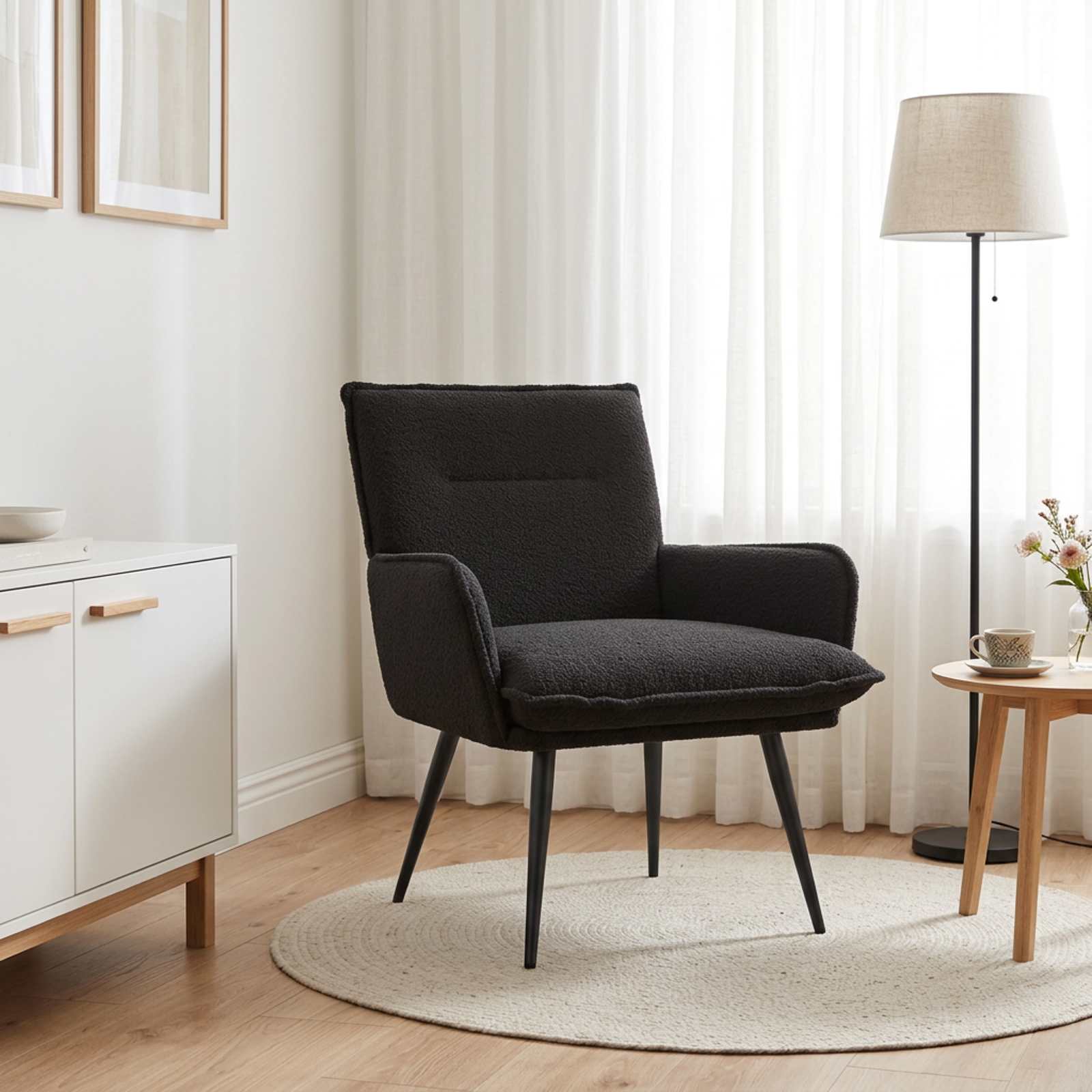 Fauteuil Zwart Bouclé
