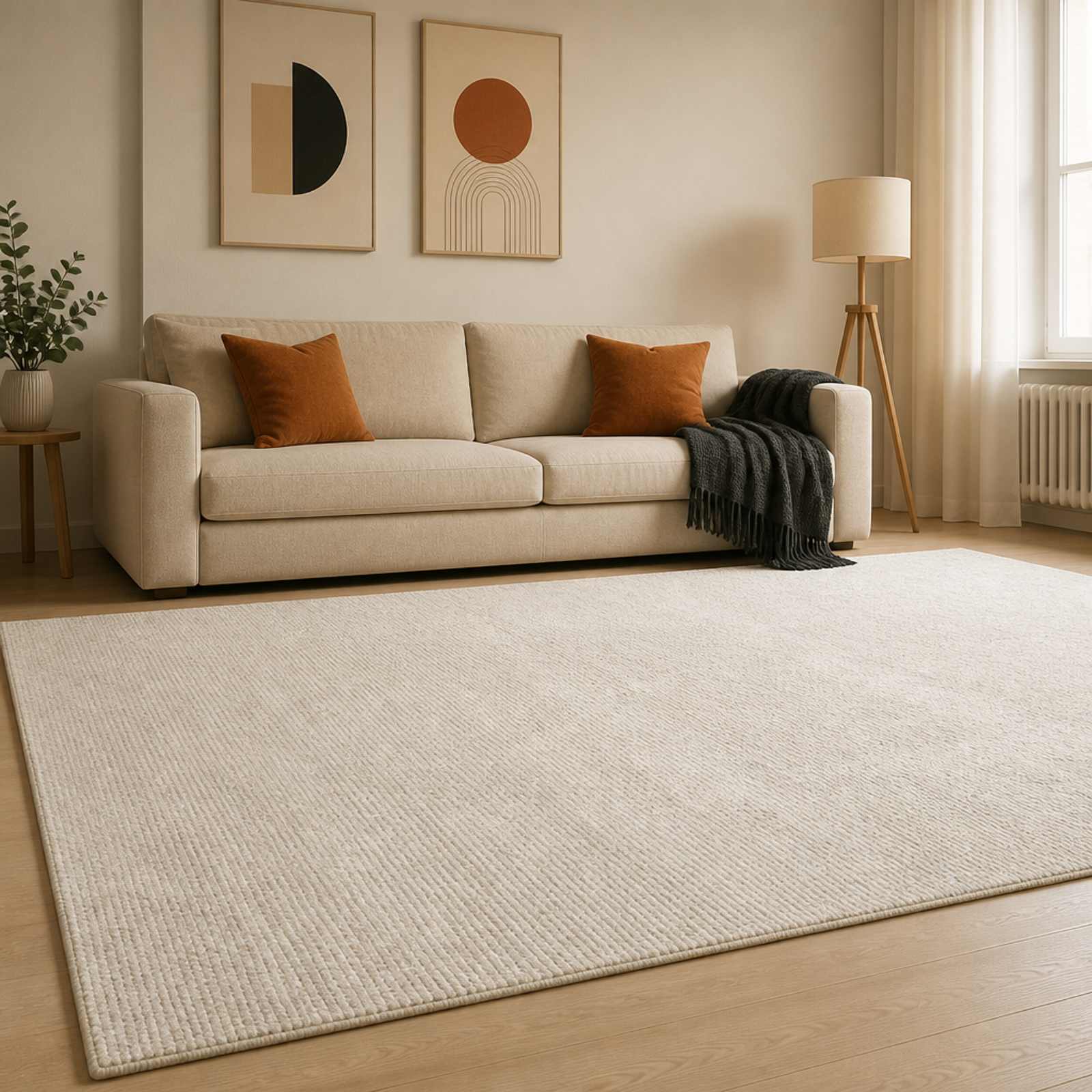 Vloerkleed Crème 300 x 400 cm 100% Polyester 3 mm Wasbaar
