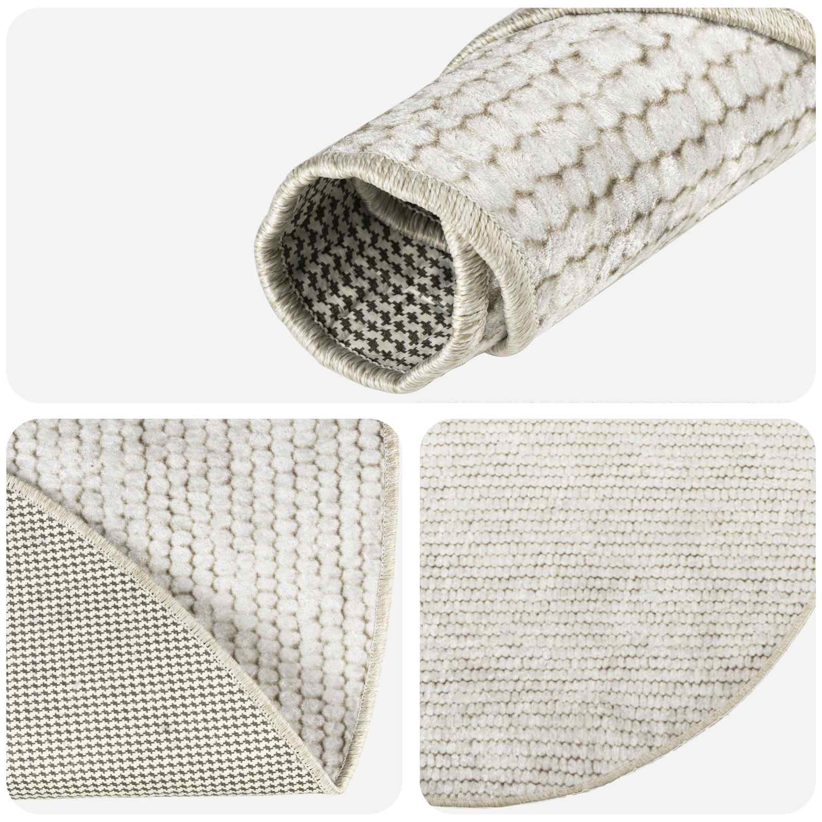 Vloerkleed Crèmekleurig Ø 120 cm 100% Polyester 3 mm Wasbaar