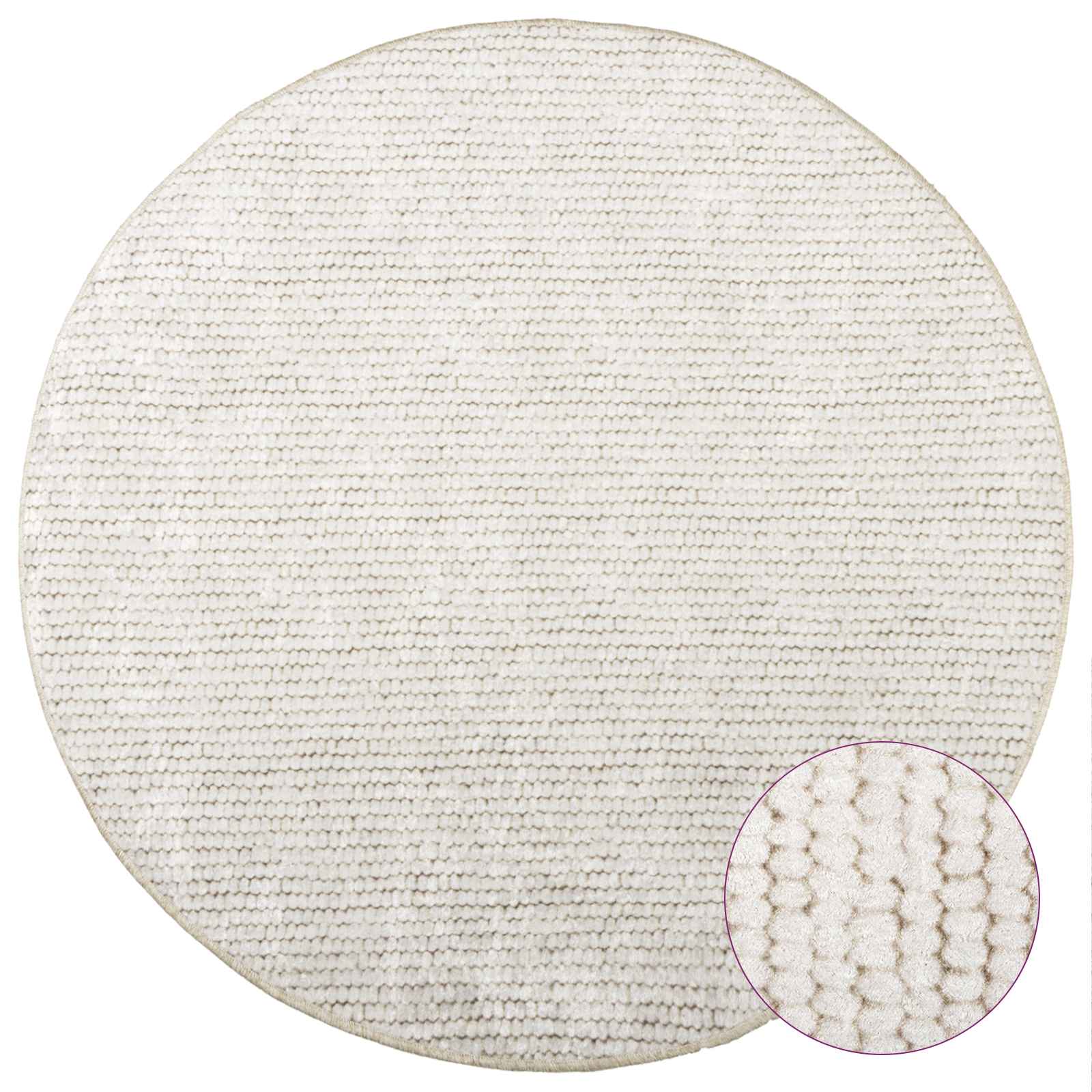 Vloerkleed Crèmekleurig Ø 120 cm 100% Polyester 3 mm Wasbaar