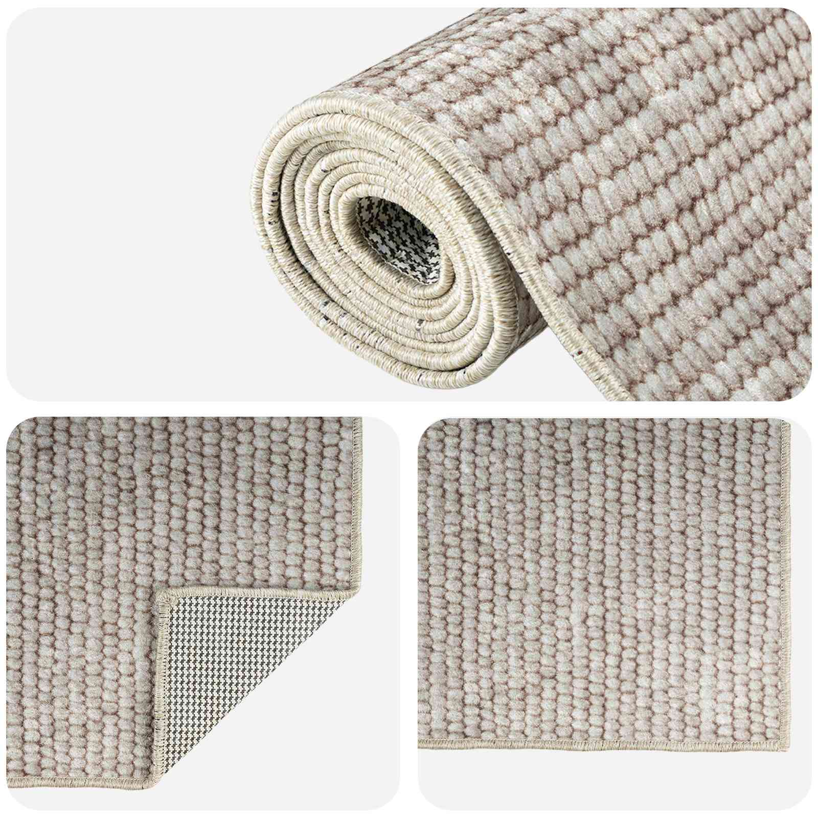 Vloerkleed Beige 80 x 200 cm 100% Polyester 3 mm Wasbaar