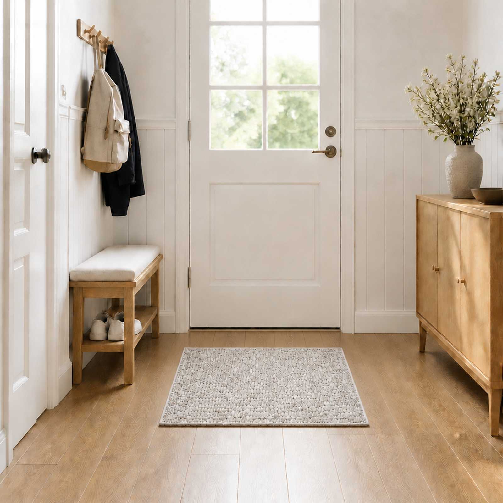 Vloerkleed Beige 100 x 100 cm 100% Polyester 3 mm Wasbaar