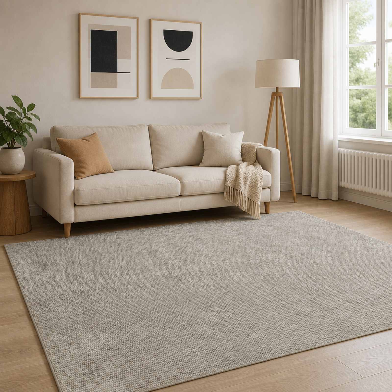 Vloerkleed Beige 190 x 300 cm 100% Polyester 3 mm Wasbaar