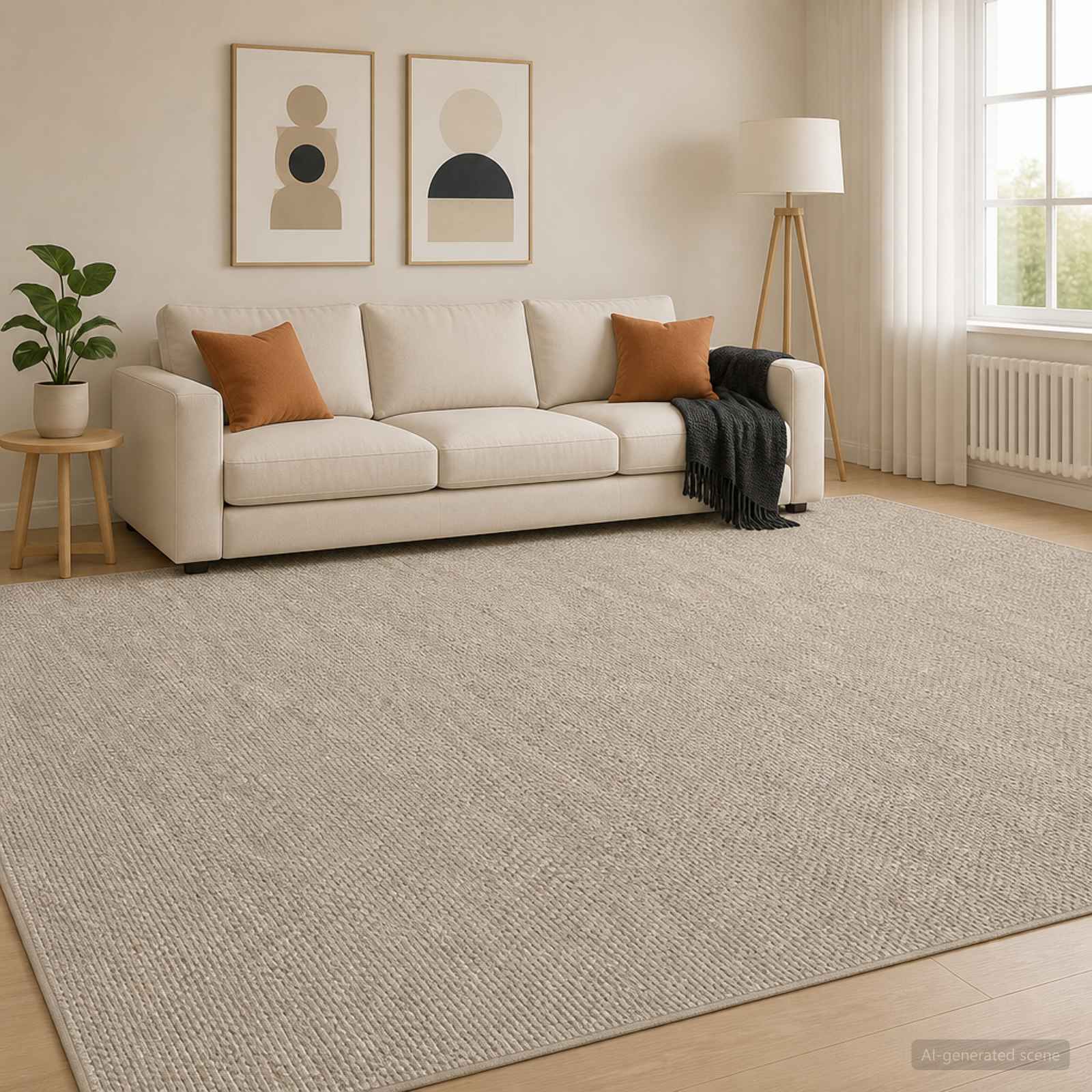 Vloerkleed Beige 300 x 400 cm 100% Polyester 3 mm Wasbaar
