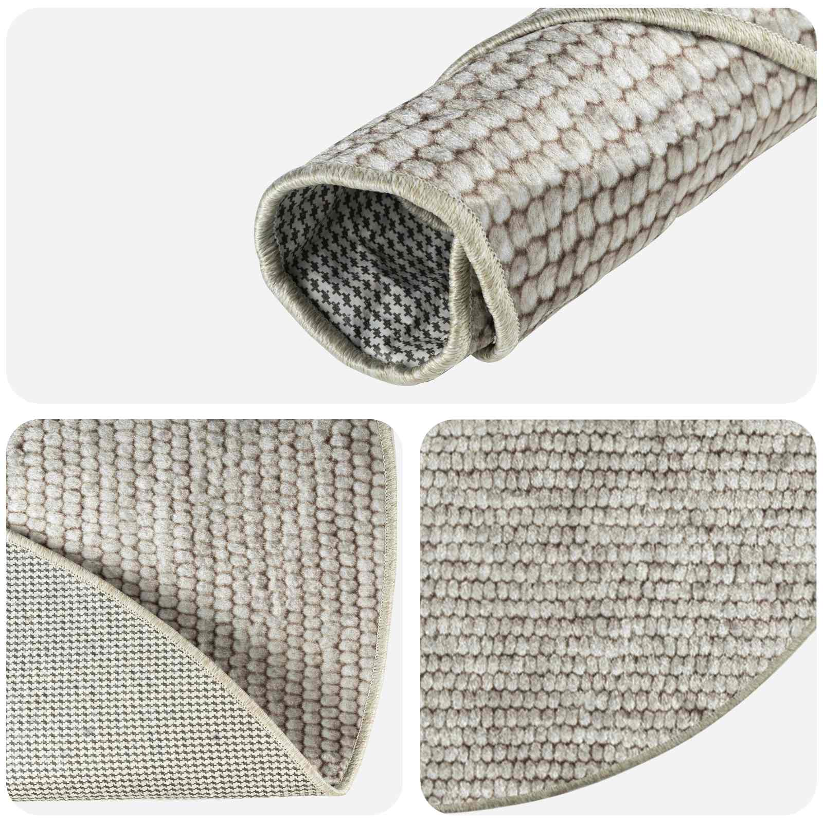Vloerkleed Beige Ø 120 cm 100% Polyester 3 mm Wasbaar