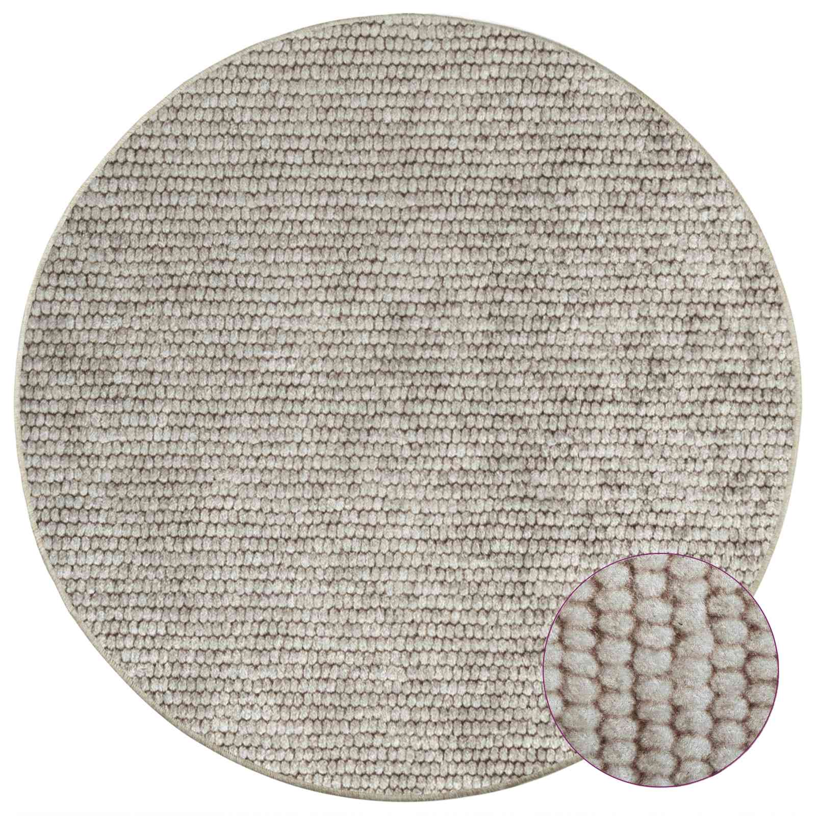 Vloerkleed Beige Ø 120 cm 100% Polyester 3 mm Wasbaar