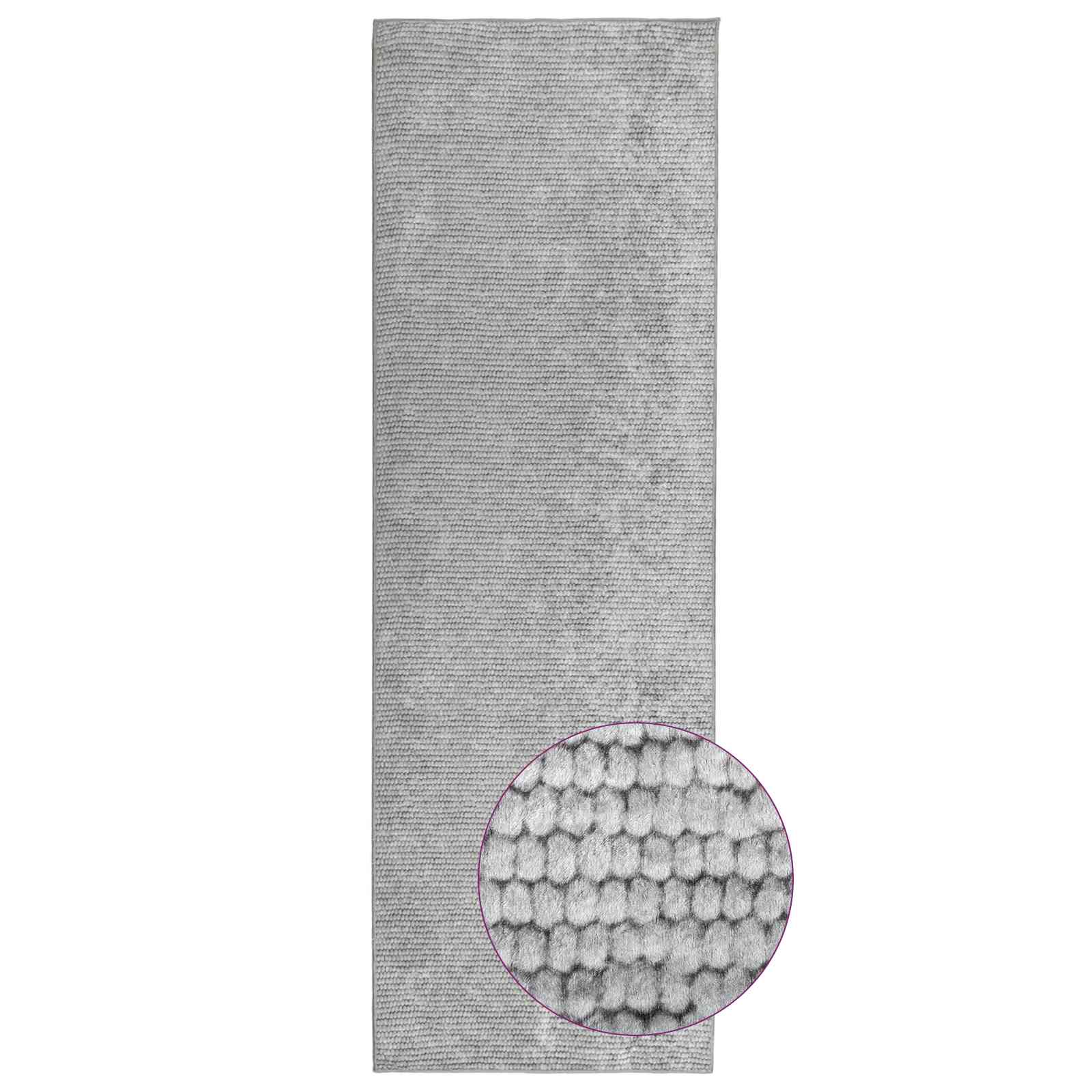 Vloerkleed Grijs 80 x 250 cm 100% Polyester 3 mm Wasbaar
