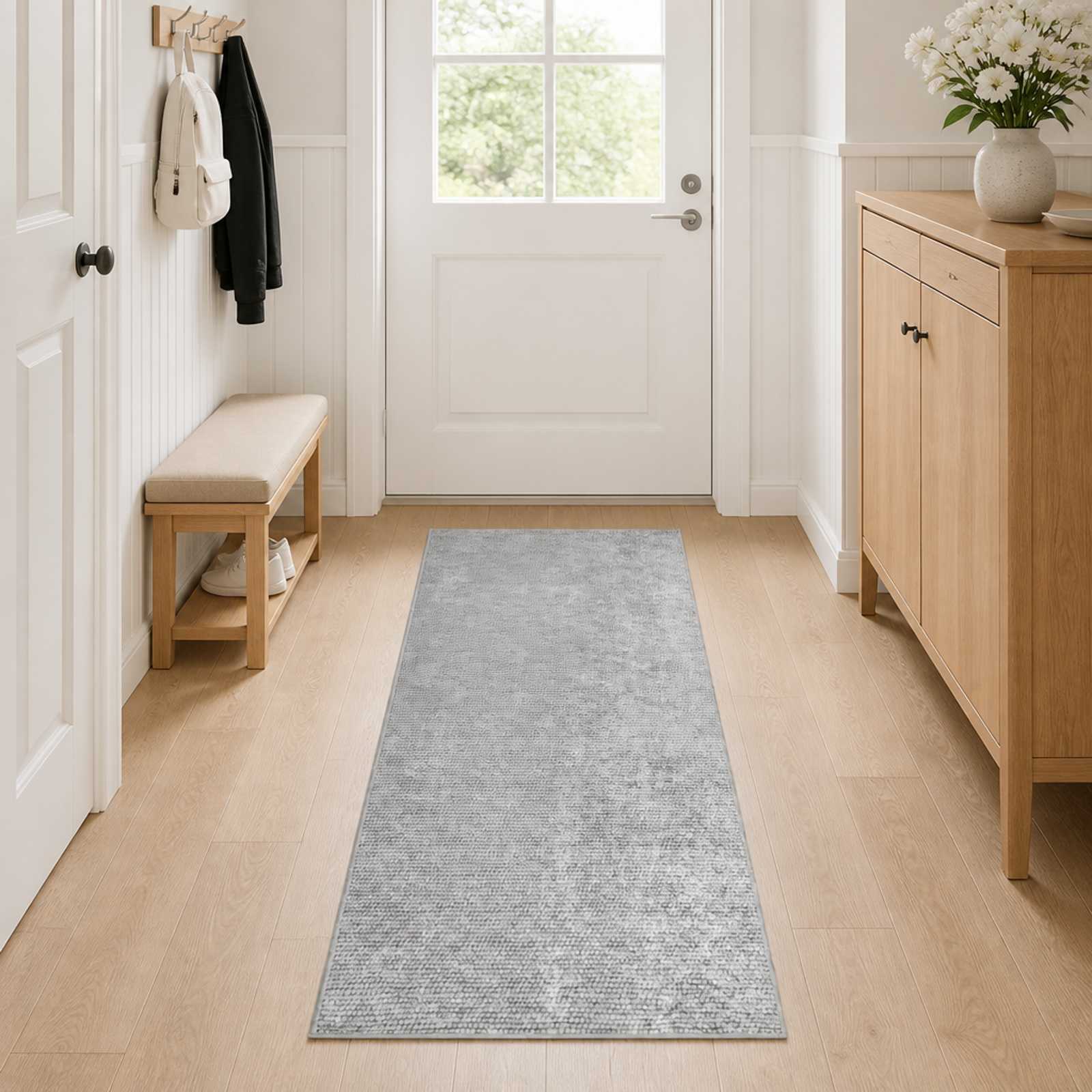 Vloerkleed Grijs 100 x 200 cm 100% Polyester 3 mm Wasbaar