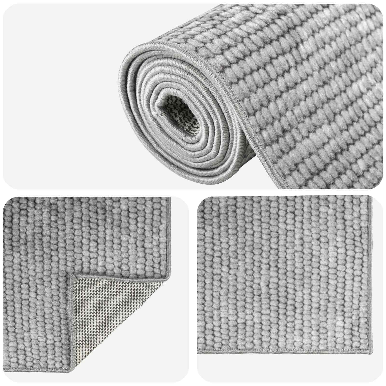 Vloerkleed Grijs 100 x 400 cm 100% Polyester 3 mm Wasbaar