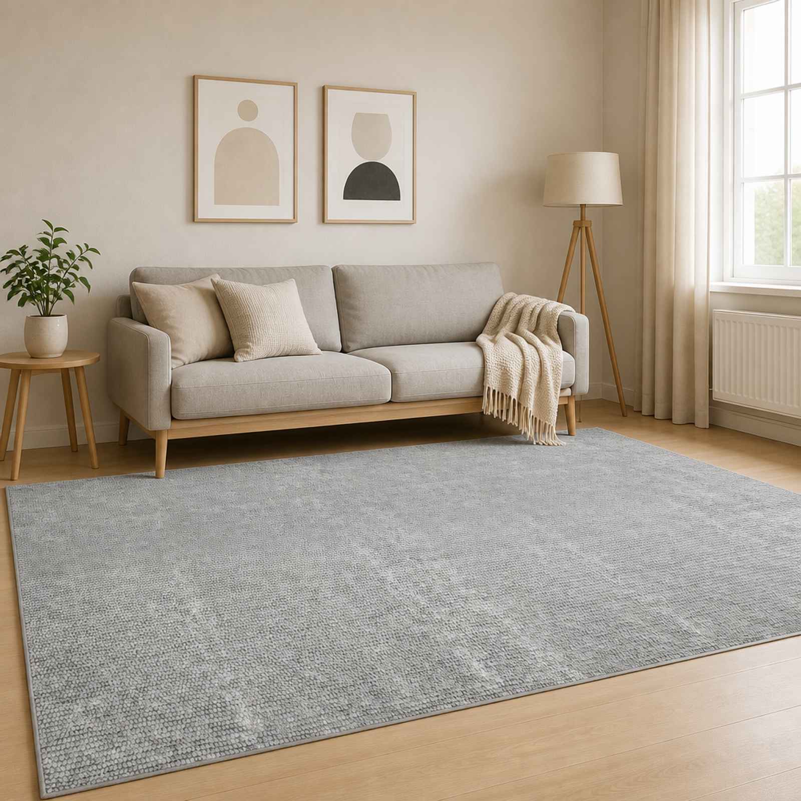 Vloerkleed Grijs 120 x 180 cm 100% Polyester 3 mm Wasbaar