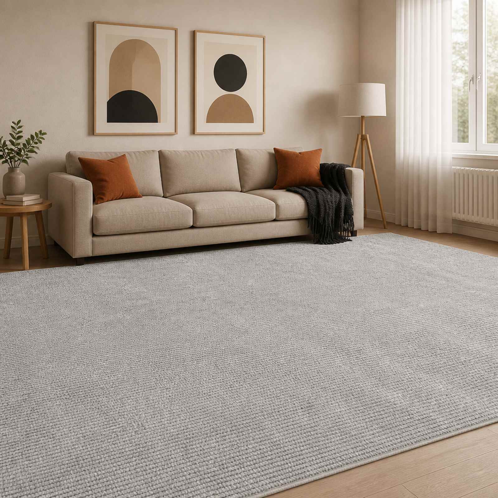 Vloerkleed Grijs 300 x 400 cm 100% Polyester 3 mm Wasbaar