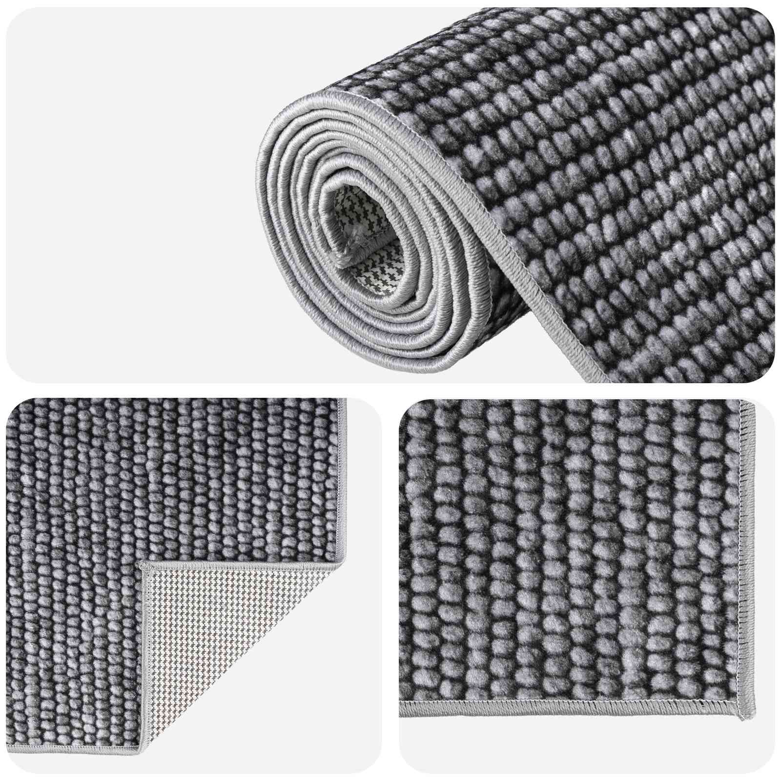 Vloerkleed Antraciet 50 x 200 cm 100% Polyester 3 mm Wasbaar