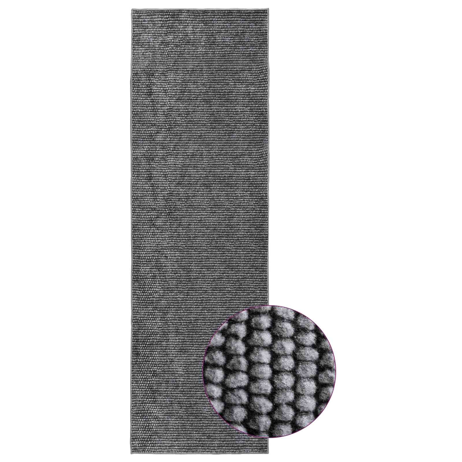 Vloerkleed Antraciet 80 x 250 cm 100% Polyester 3 mm Wasbaar