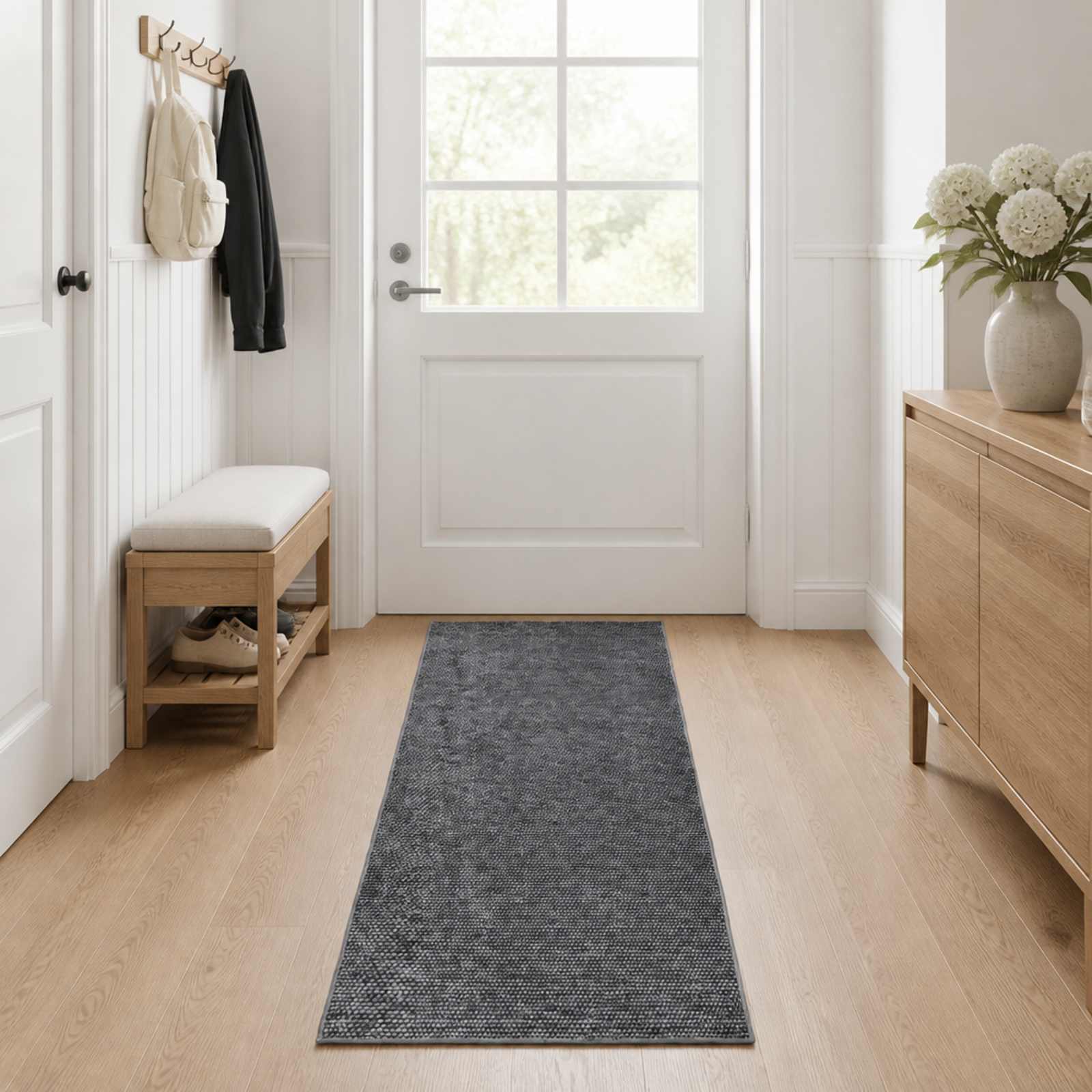 Vloerkleed Antraciet 100 x 200 cm 100% Polyester 3 mm Wasbaar