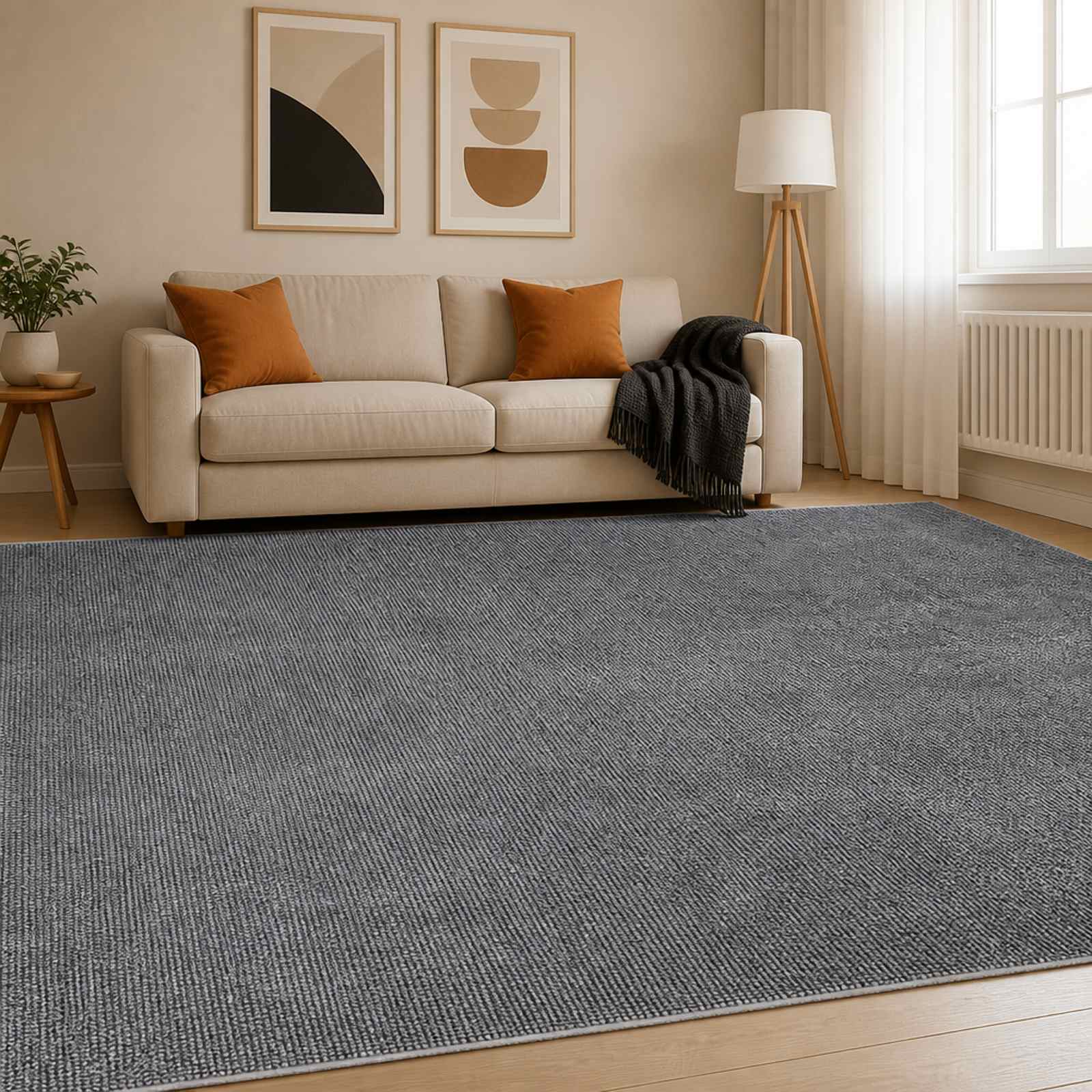 Vloerkleed Antraciet 300 x 400 cm 100% Polyester 3 mm Wasbaar