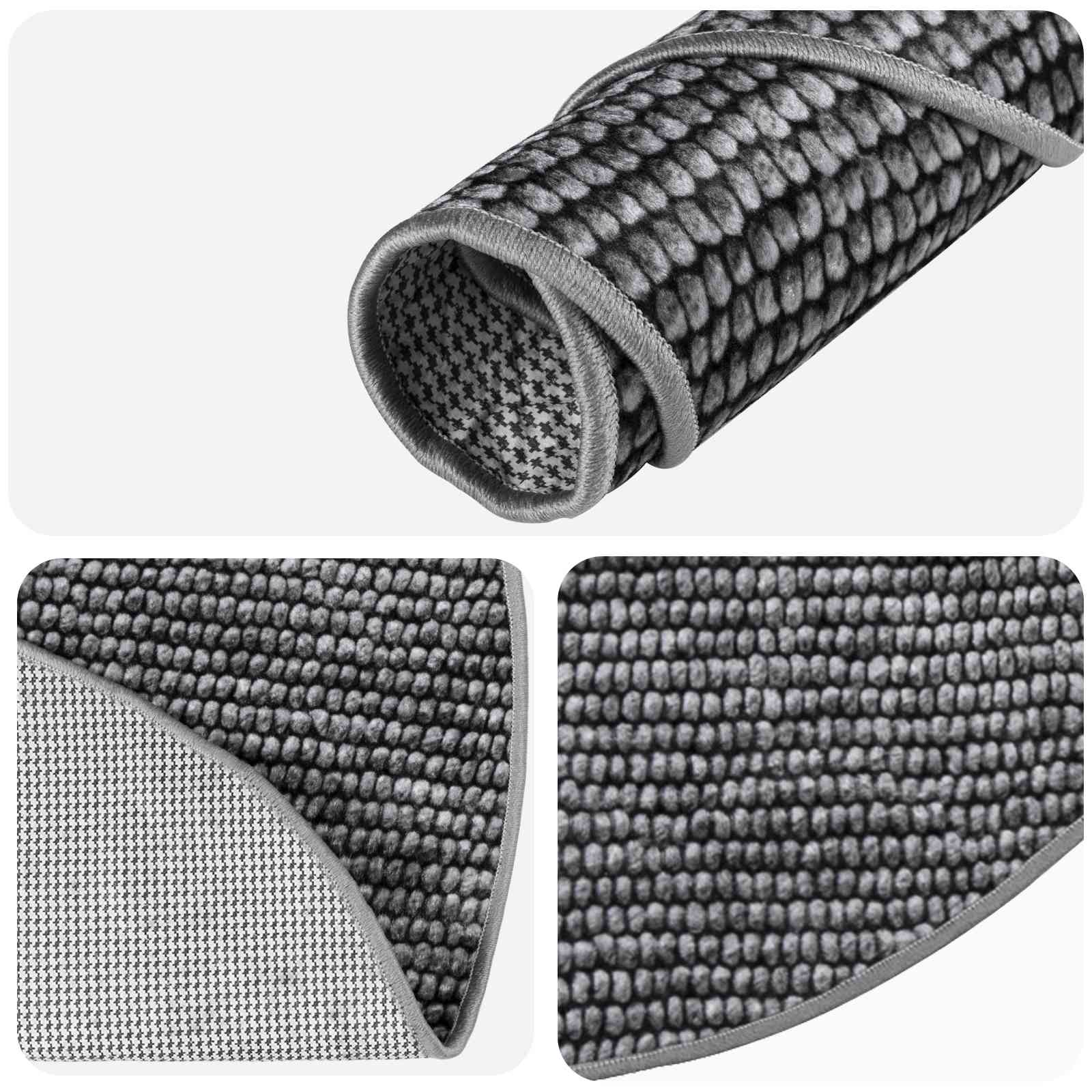 Vloerkleed Antraciet Ø 120 cm 100% Polyester 3 mm Wasbaar
